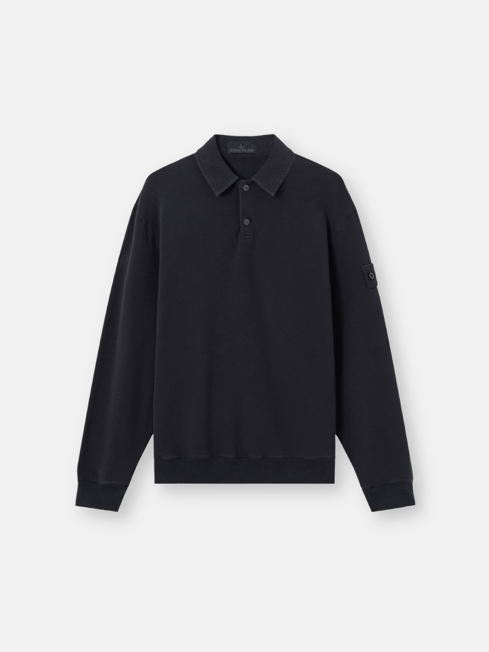 Black Comfort-fit polo collar sweatshirt 6100026 STRETCH COTTON