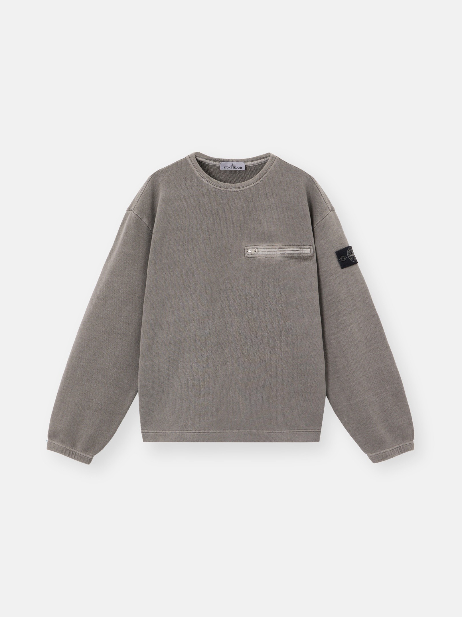 Grey Oversized-fit crewneck sweatshirt with chest pocket 6100028