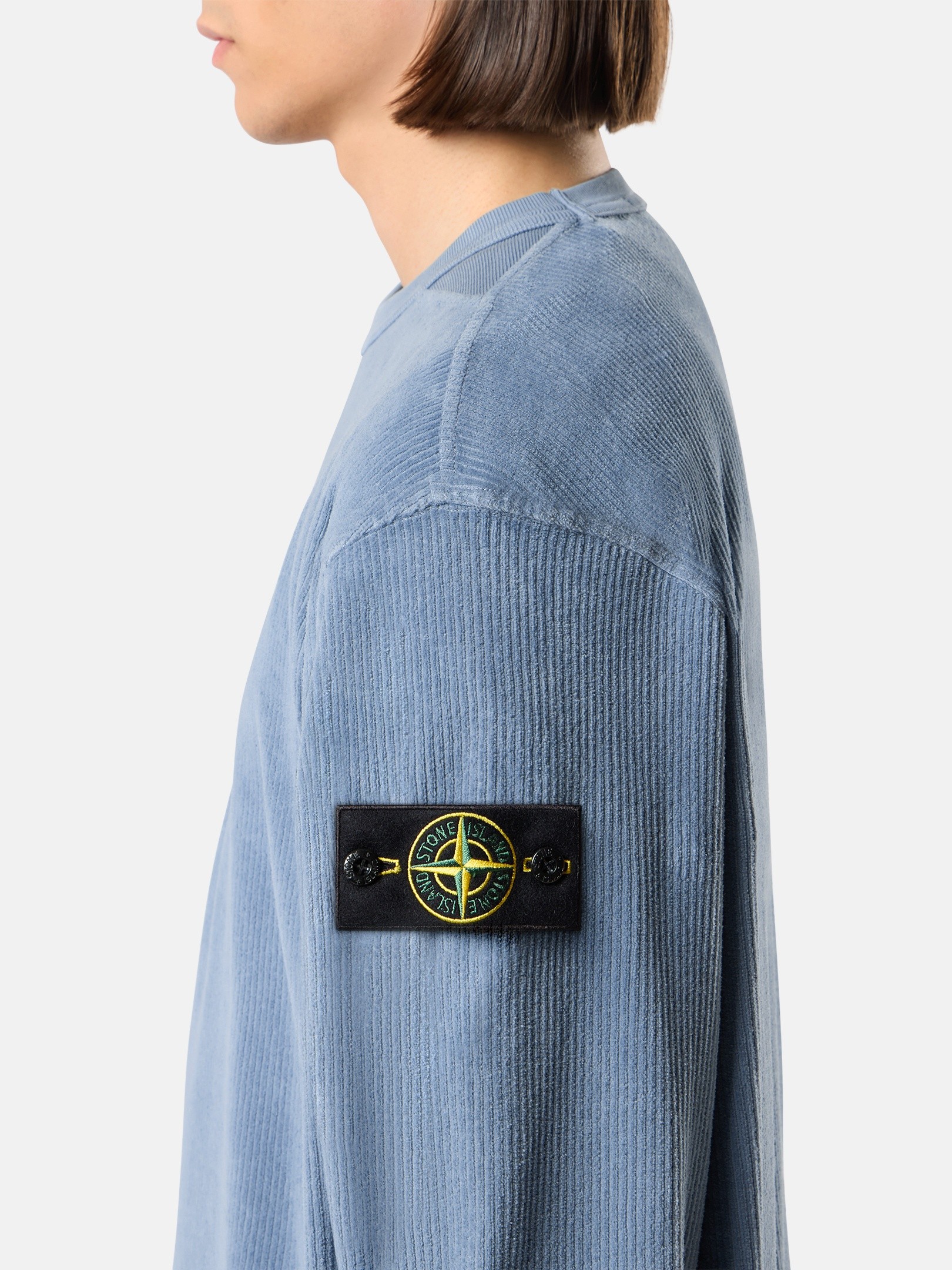 Steel Blue Comfort-fit crewneck sweatshirt with shoulder inserts