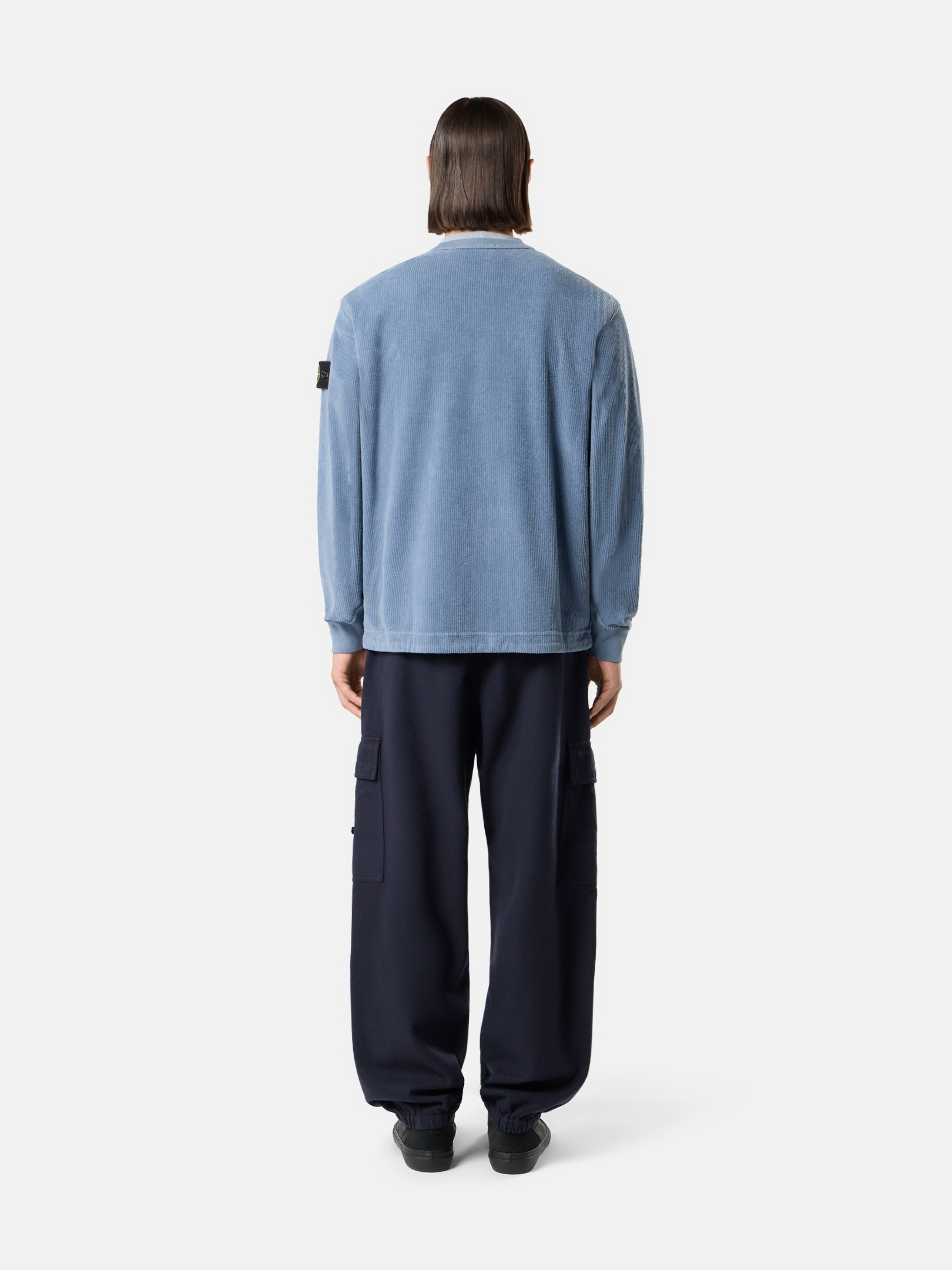 Steel Blue Comfort-fit crewneck sweatshirt with shoulder inserts