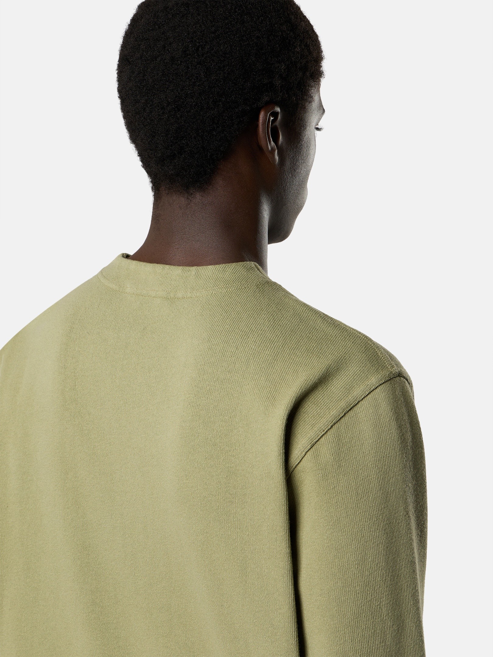 Laurel Green Comfort-fit crewneck sweatshirt with shoulder placket