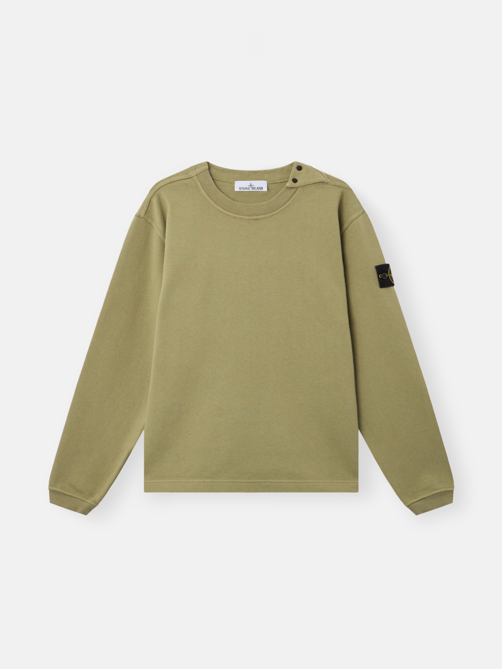 Laurel Green Comfort-fit crewneck sweatshirt with shoulder placket