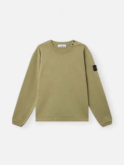 Laurel Green Comfort-fit crewneck sweatshirt with shoulder placket