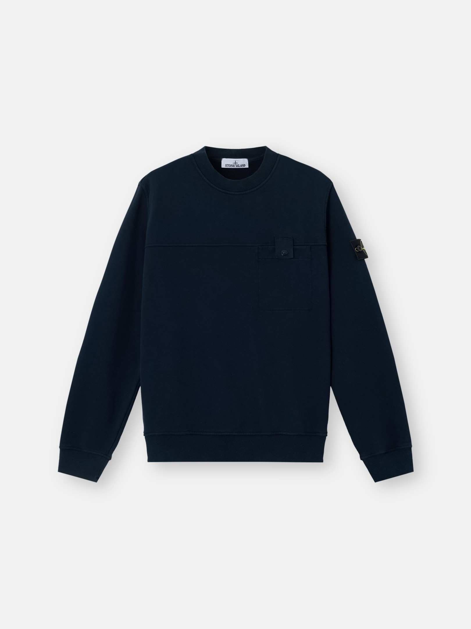 Navy Blue Regular-fit crewneck sweatshirt with chest pocket