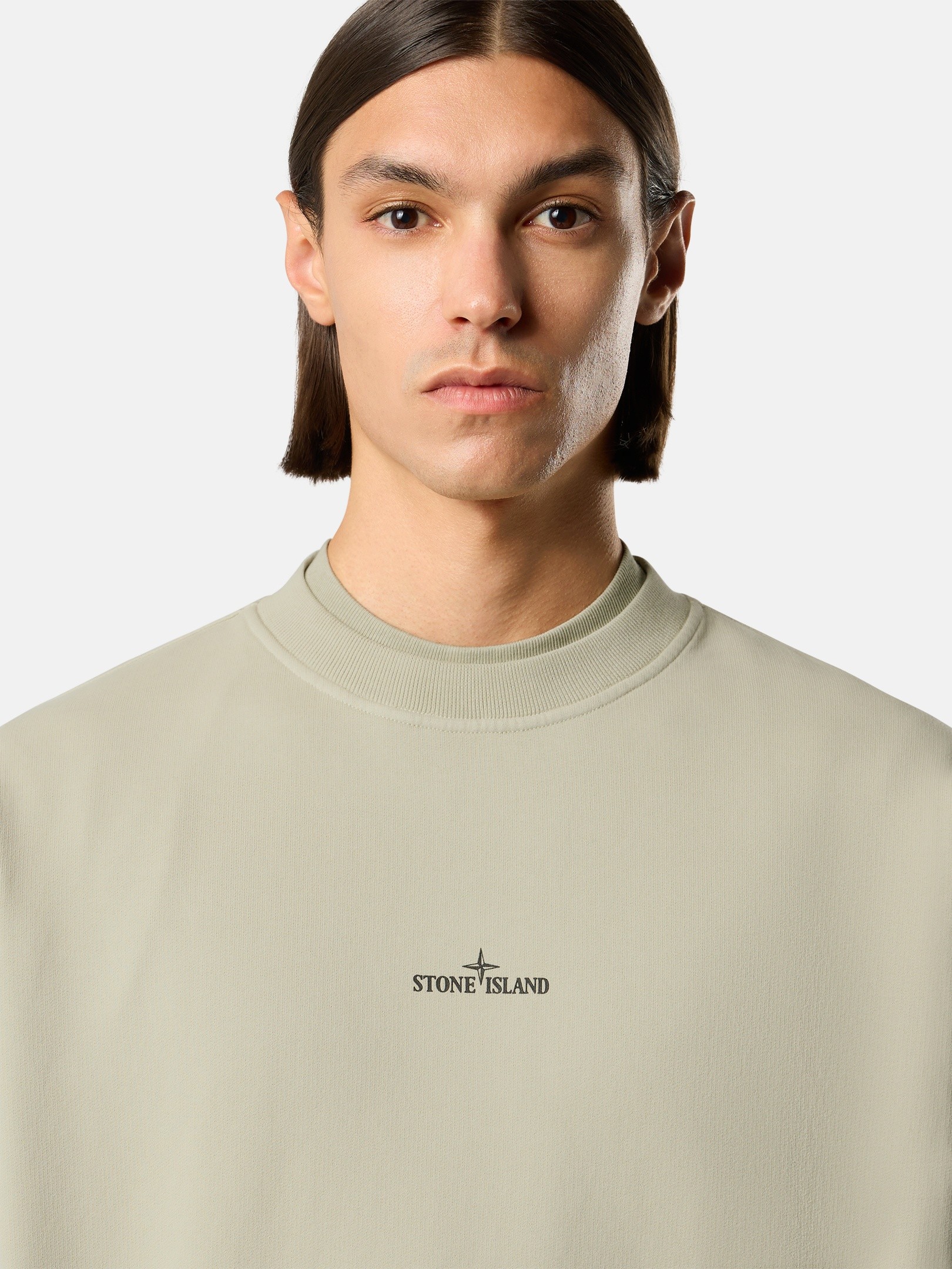 Sand Oversized-fit crewneck sweatshirt with 'Blurred Compass