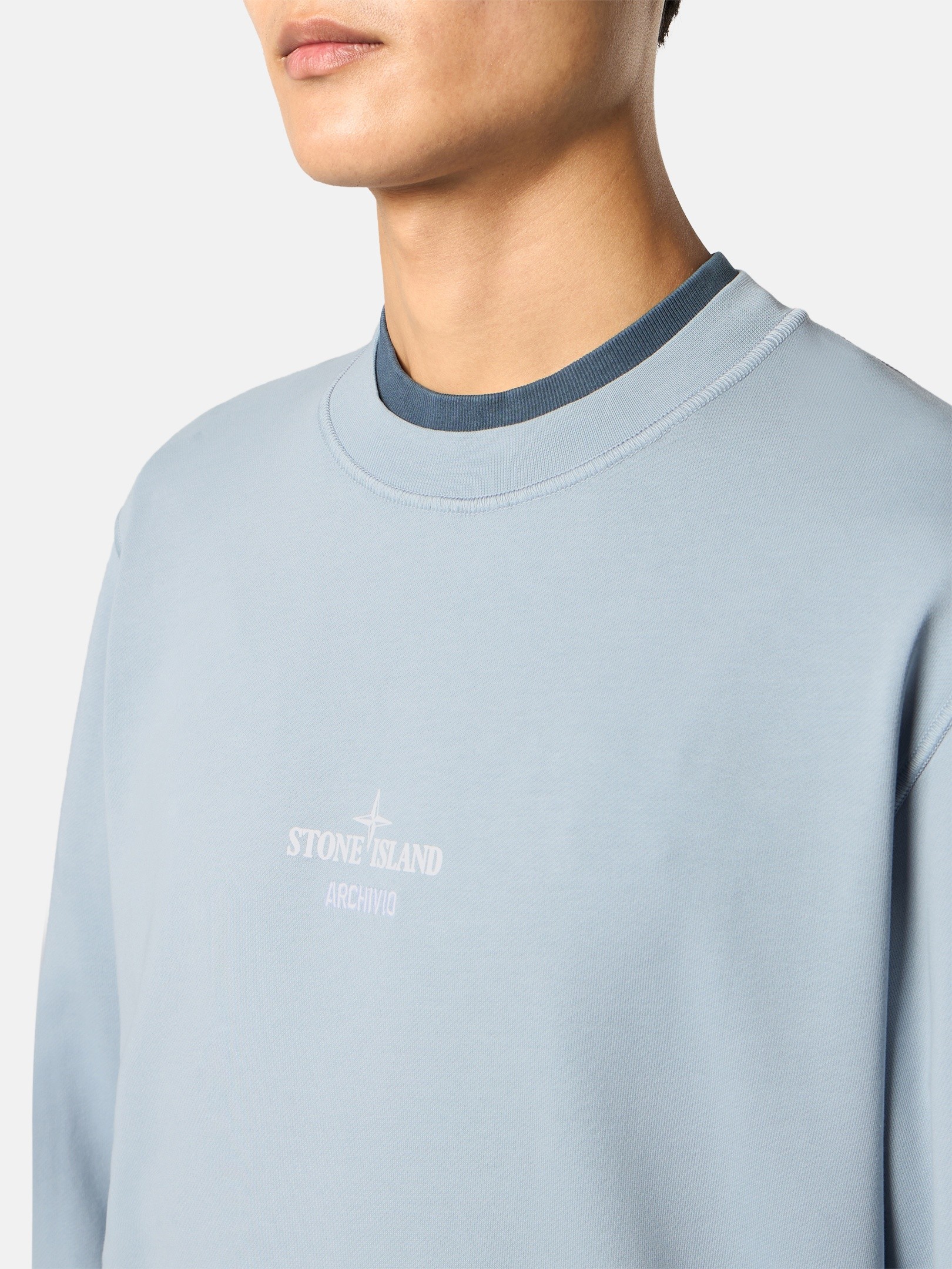 Ash Gray Regular-fit crewneck sweatshirt with seasonal 'ARCHIVIO