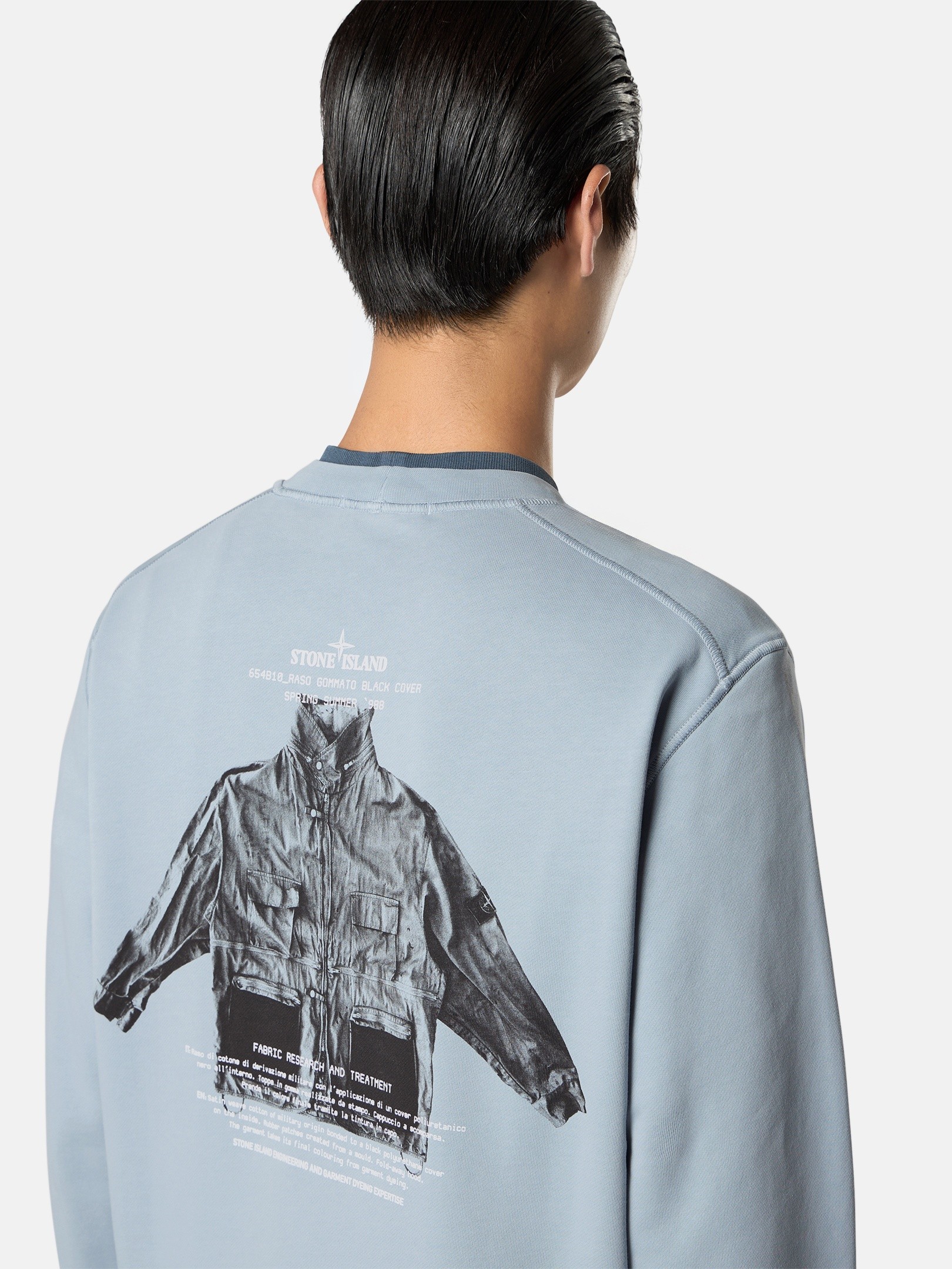 Ash Gray Regular-fit crewneck sweatshirt with seasonal 'ARCHIVIO