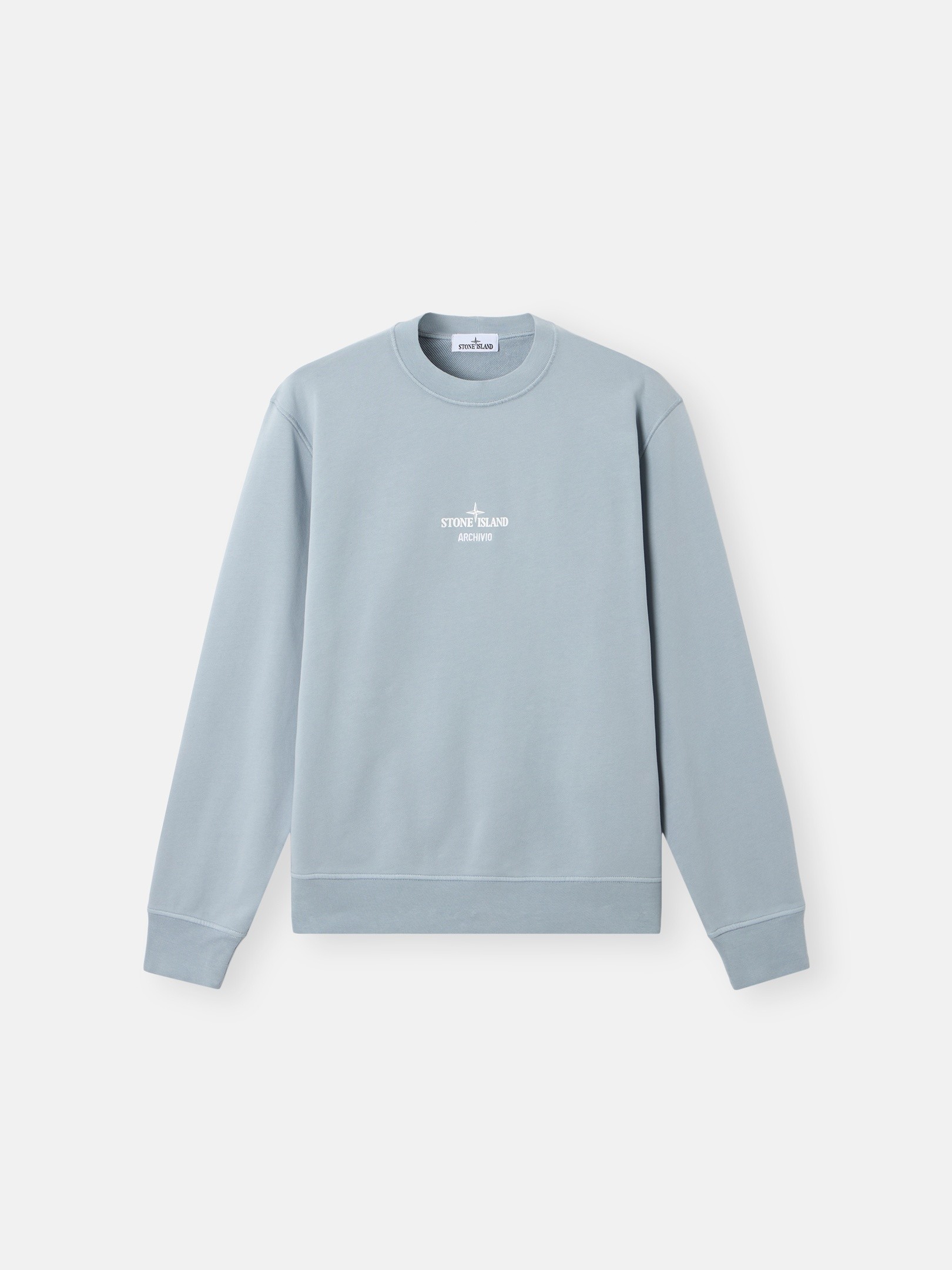 Ash Grey Regular-fit crewneck sweatshirt with seasonal 'ARCHIVIO