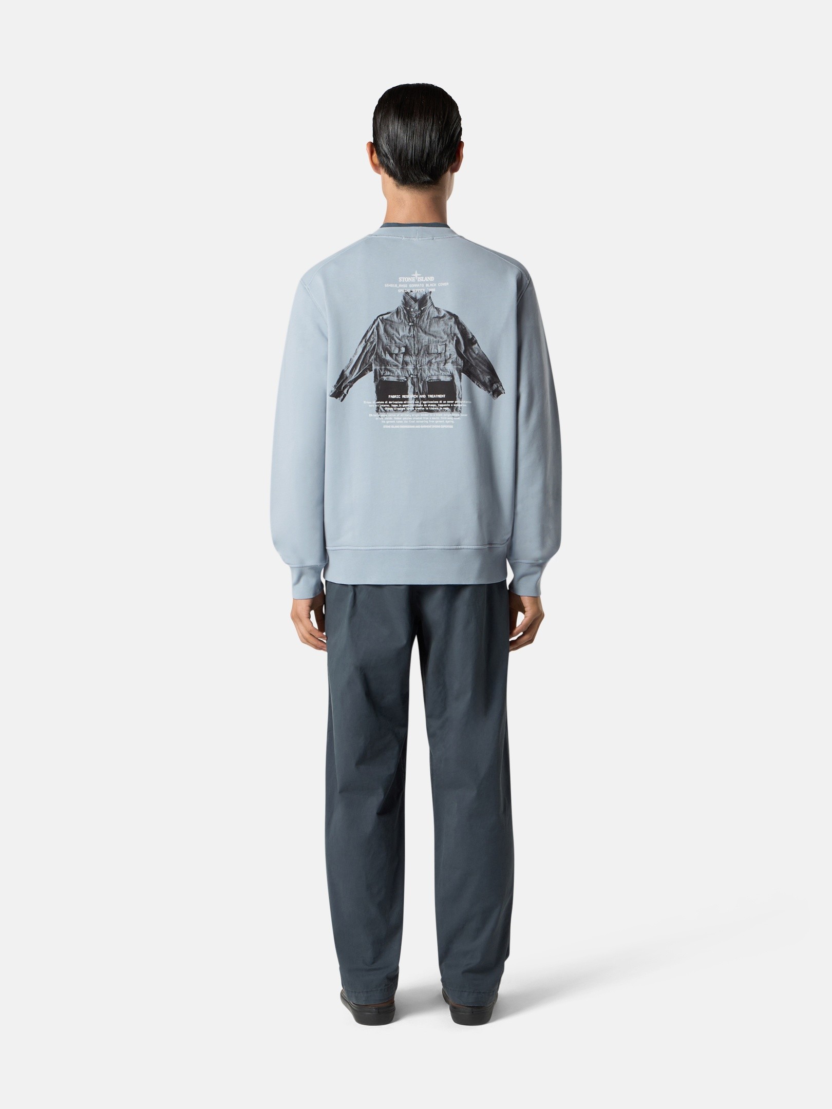 Ash Gray Regular-fit crewneck sweatshirt with seasonal 'ARCHIVIO