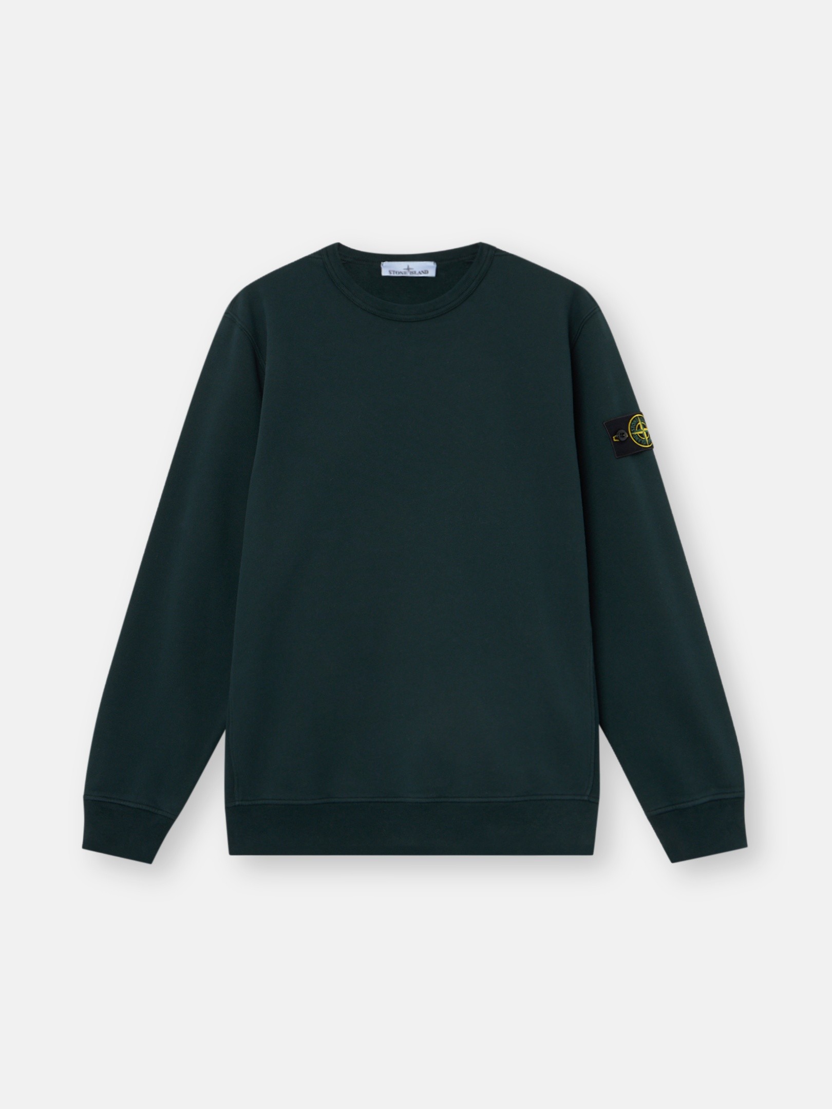 STONE  グリーン クルーネック トレーナー Dark Green Regular-fit crewneck sweatshirt with ribbed inserts