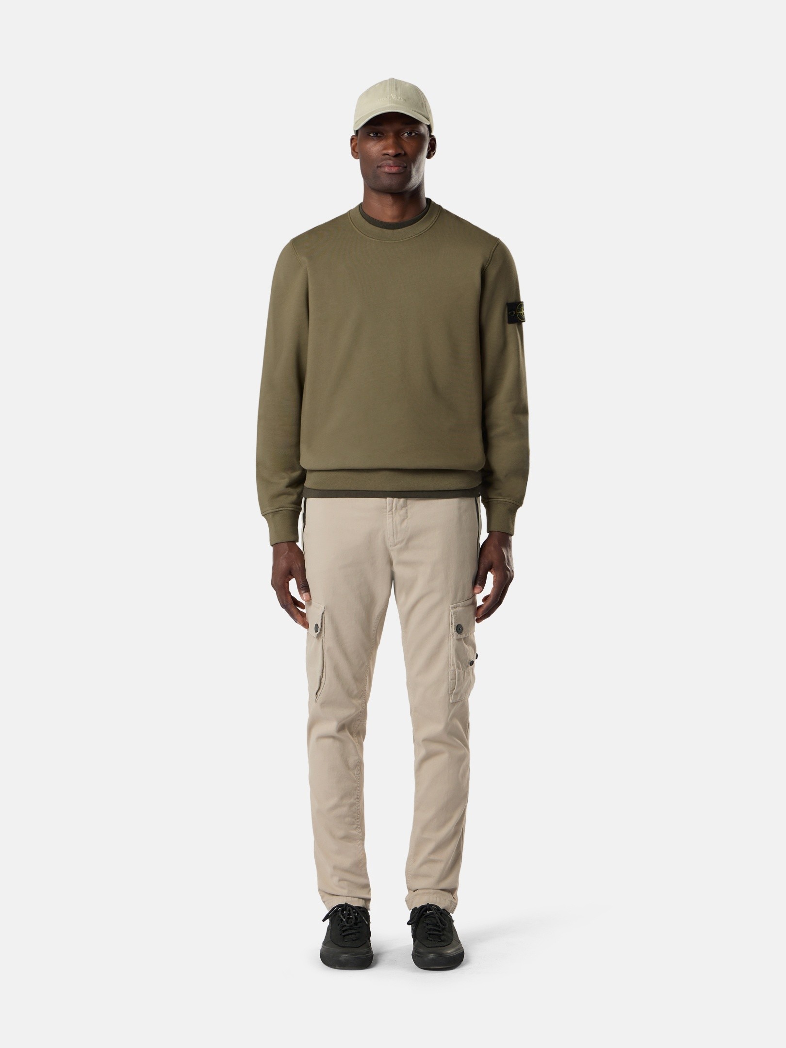 STONE  長袖カットソー カーキ Military Green Regular-fit crewneck sweatshirt with raglan sleeves
