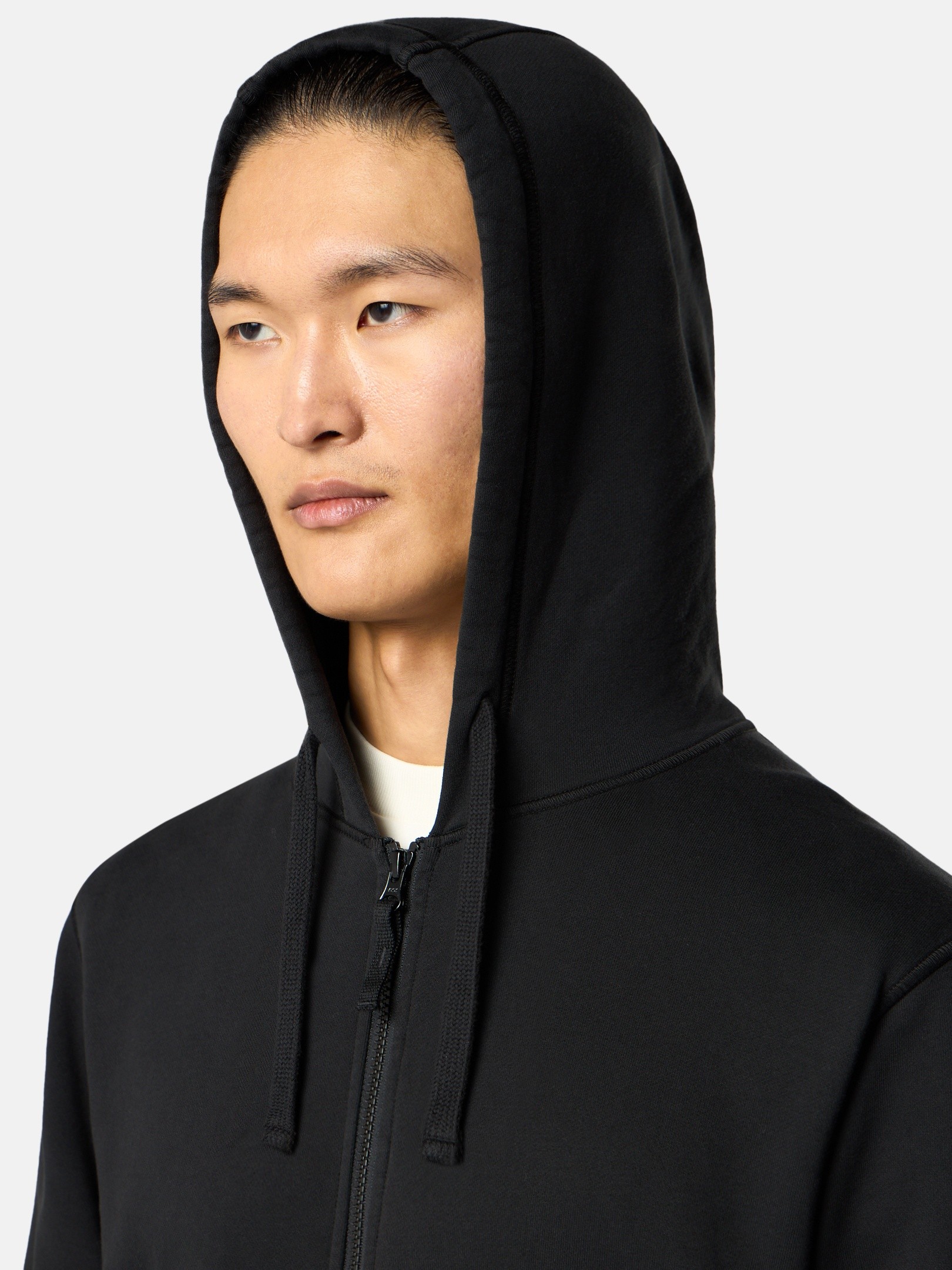 Black Regular-fit zipper-up hooded sweatshirt with pockets 6100061