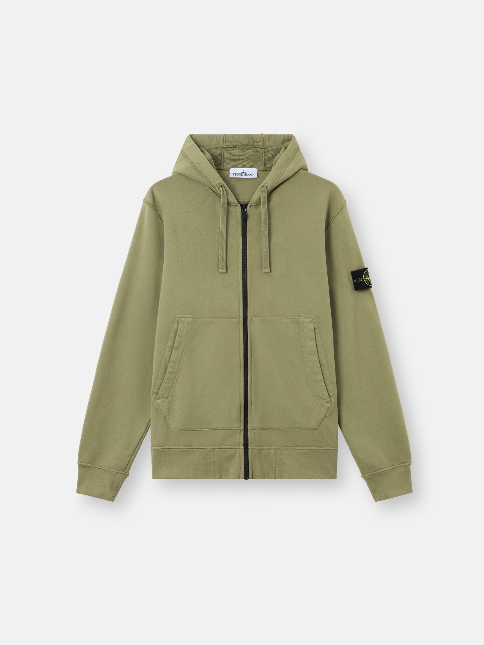 Laurel Green Regular-fit zip-up hooded sweatshirt with pockets
