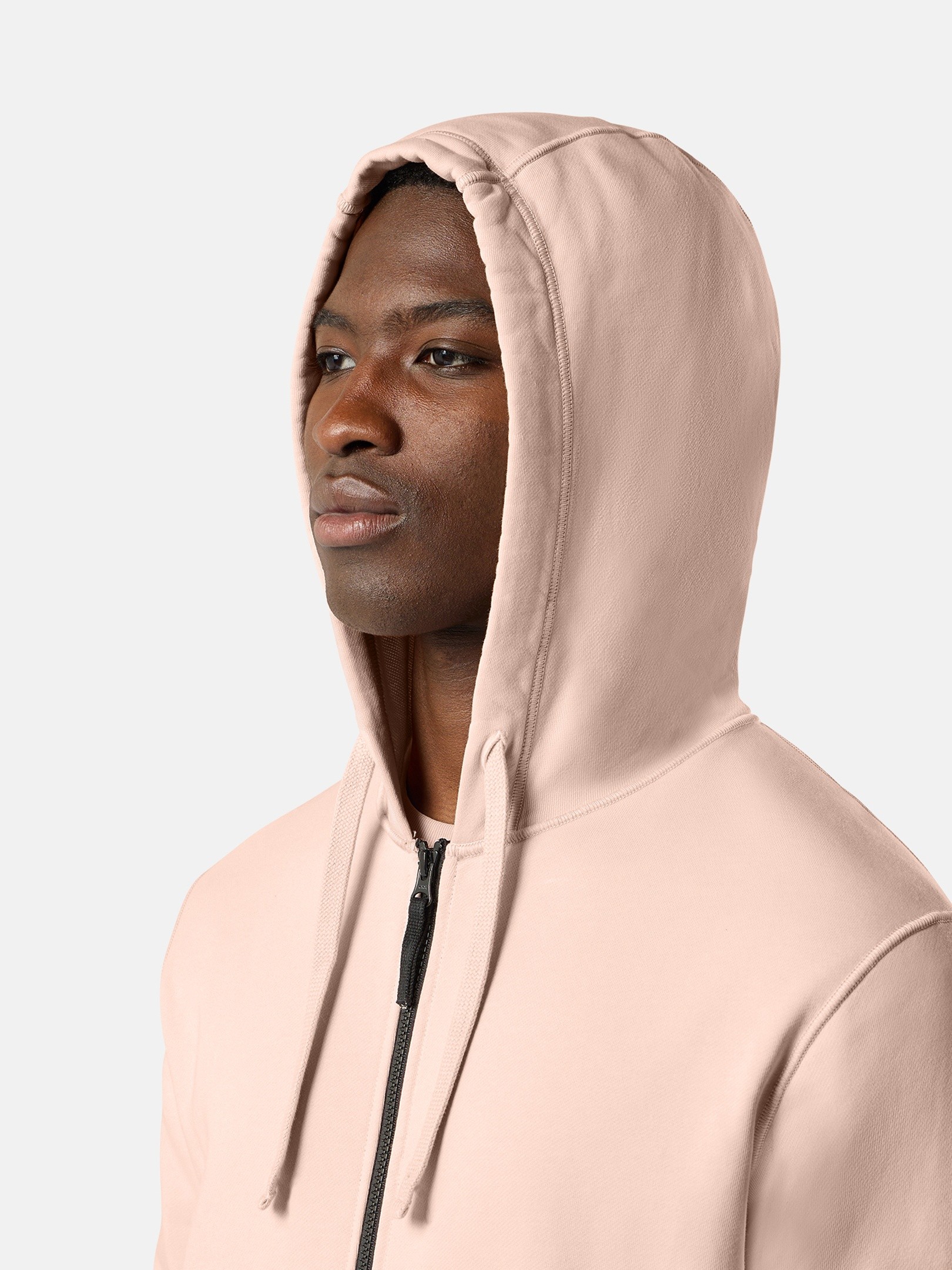 poussière rose Antique Rose Regular-fit zipper-up hooded sweatshirt with pockets