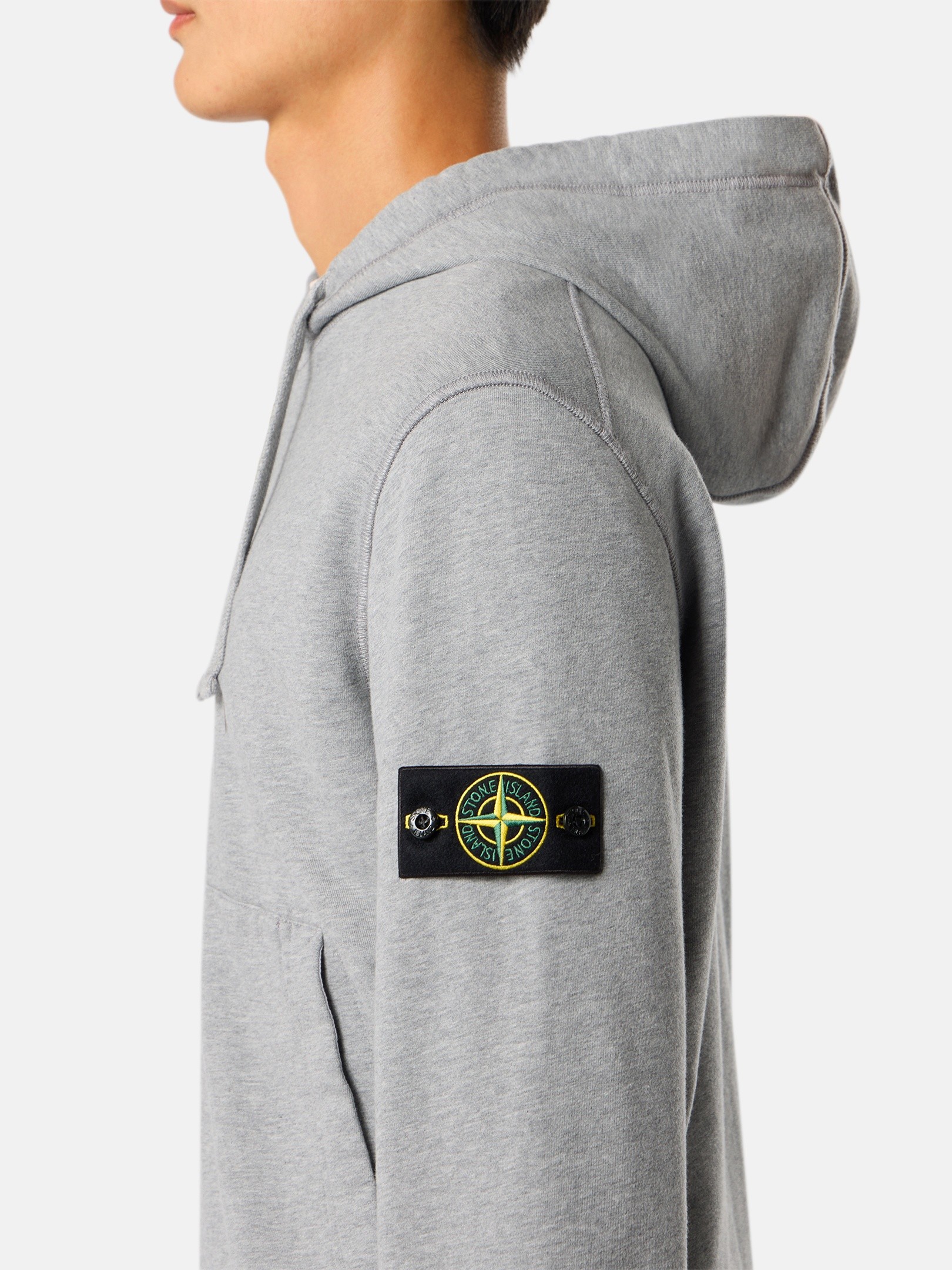 Dust Grey Melange Regular-fit zipper-up hooded sweatshirt with