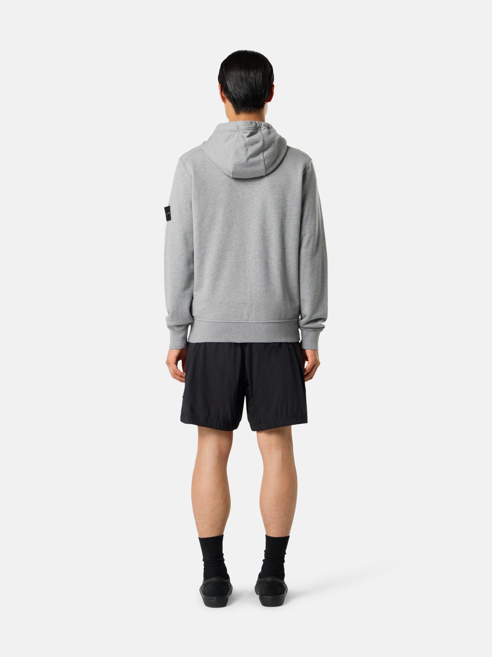 Dust Grey Melange Regular-fit zipper-up hooded sweatshirt with