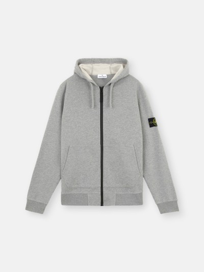 Dust Grey Melange Regular-fit zipper-up hooded sweatshirt with