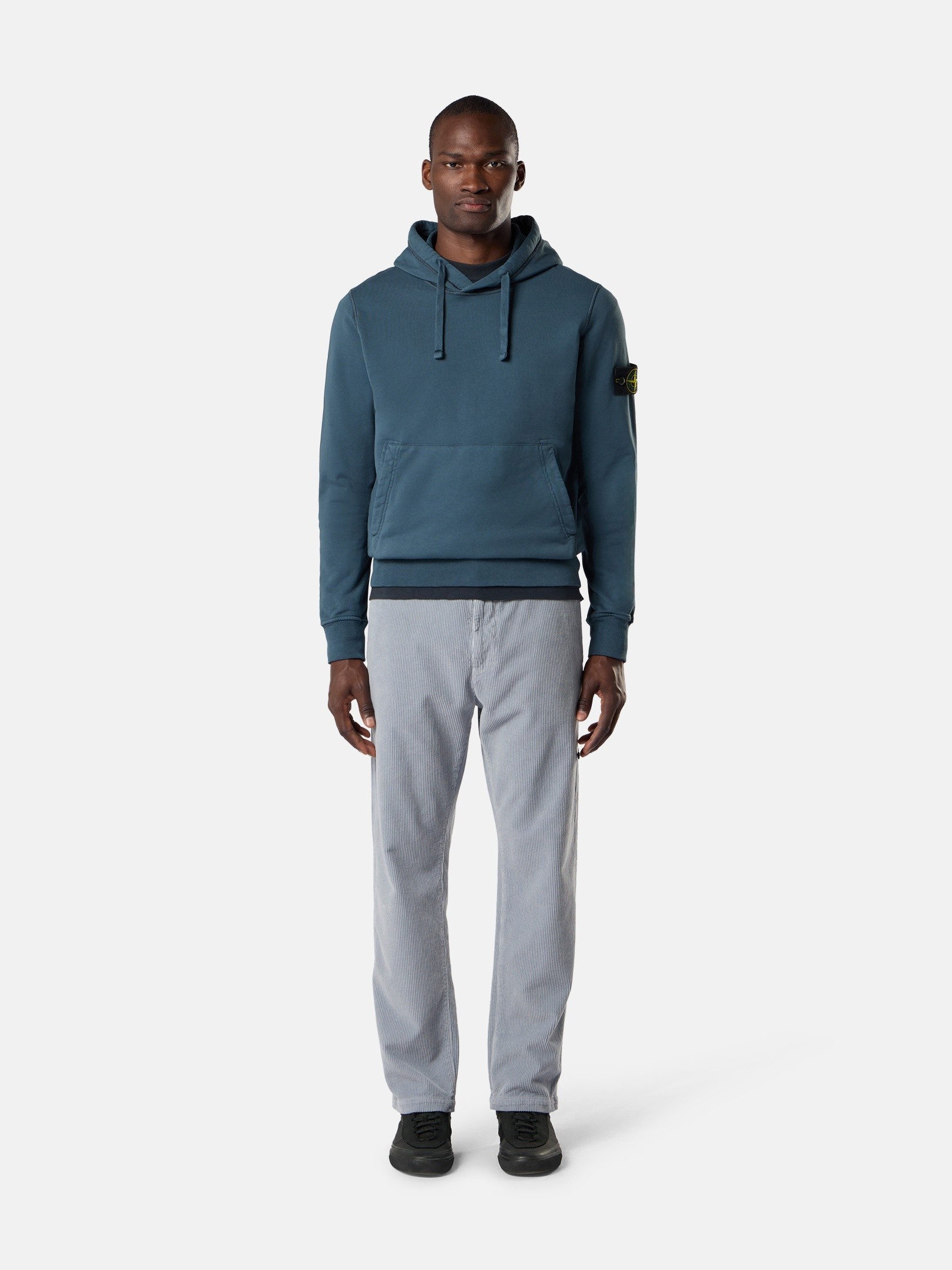 Slate Blue Regular-fit hooded sweatshirt with pouch pocket 6100062