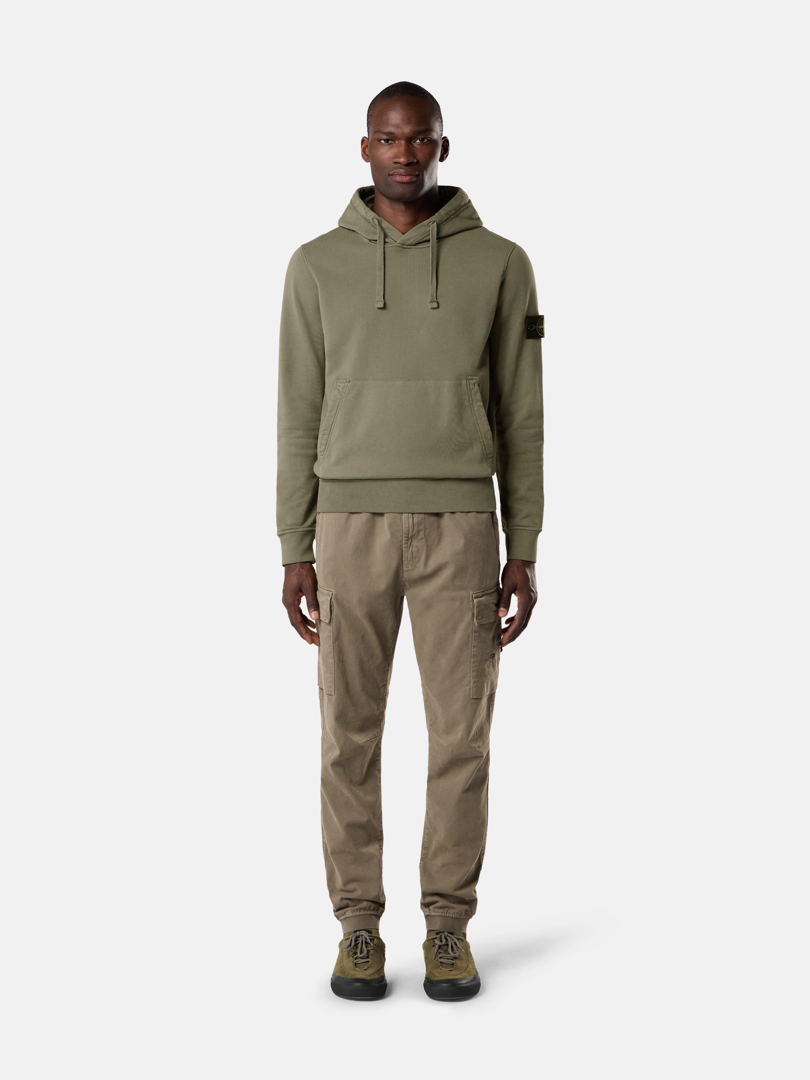 Military Green Regular-fit hooded sweatshirt with pouch pocket