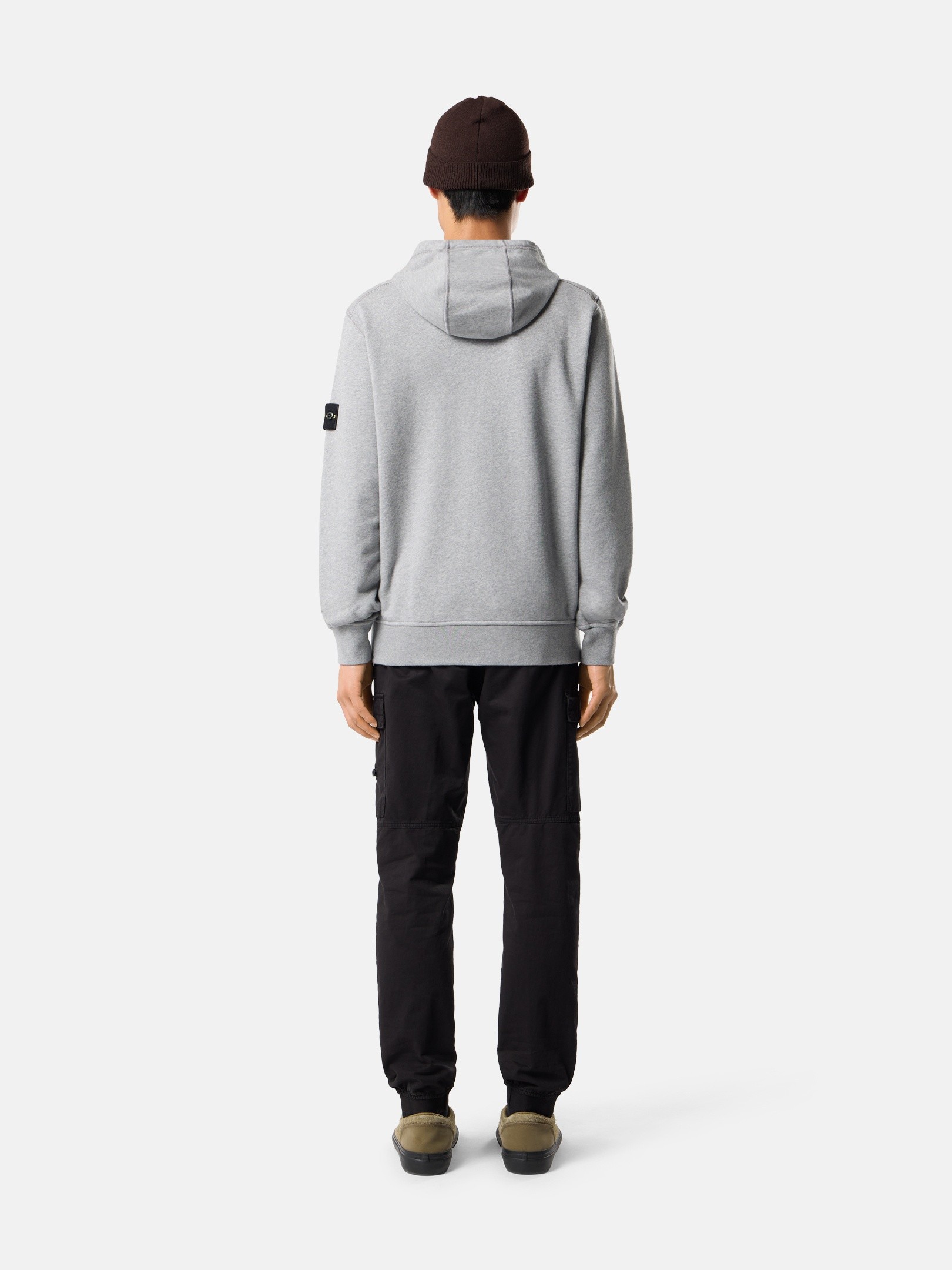Dust Grey Melange Regular-fit hooded sweatshirt with pouch pocket