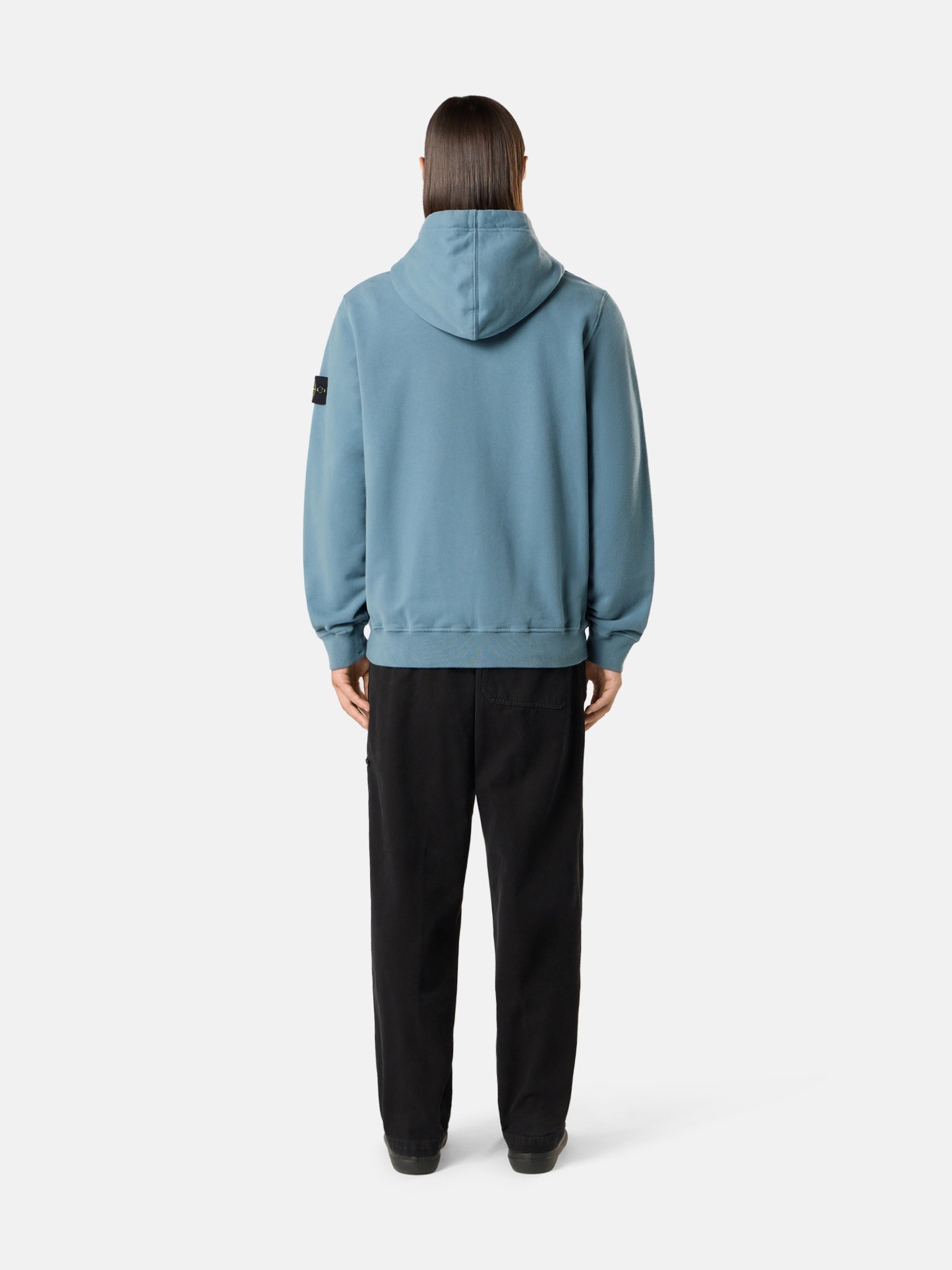 STONE  21aw スウェット ライトブルー L Steel Blue Regular-fit zip-up hooded sweatshirt with ribbed
