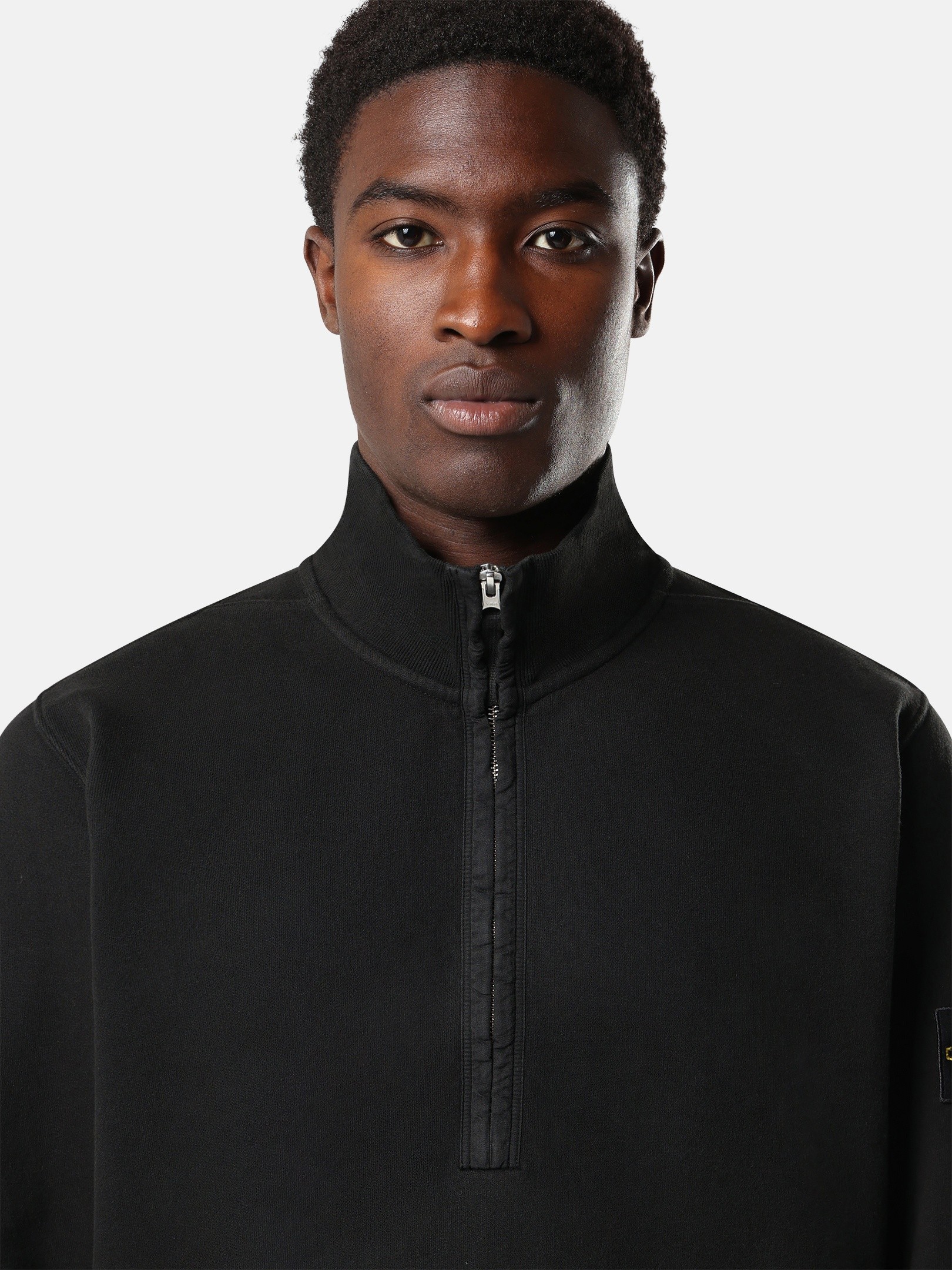 Black Regular-fit half-zip sweatshirt with ribbed inserts 6100068