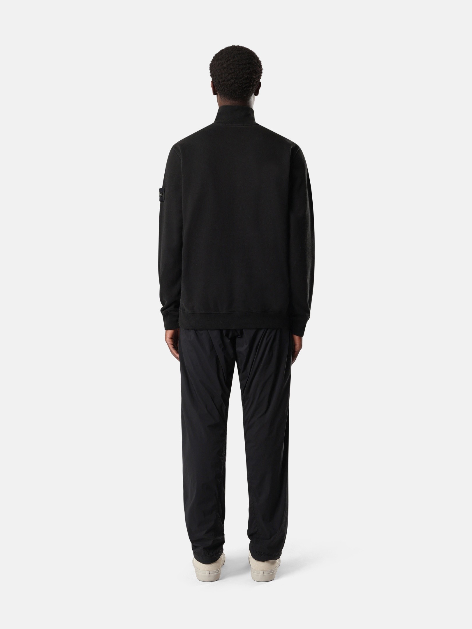 Black Regular-fit half-zip sweatshirt with ribbed inserts 6100068