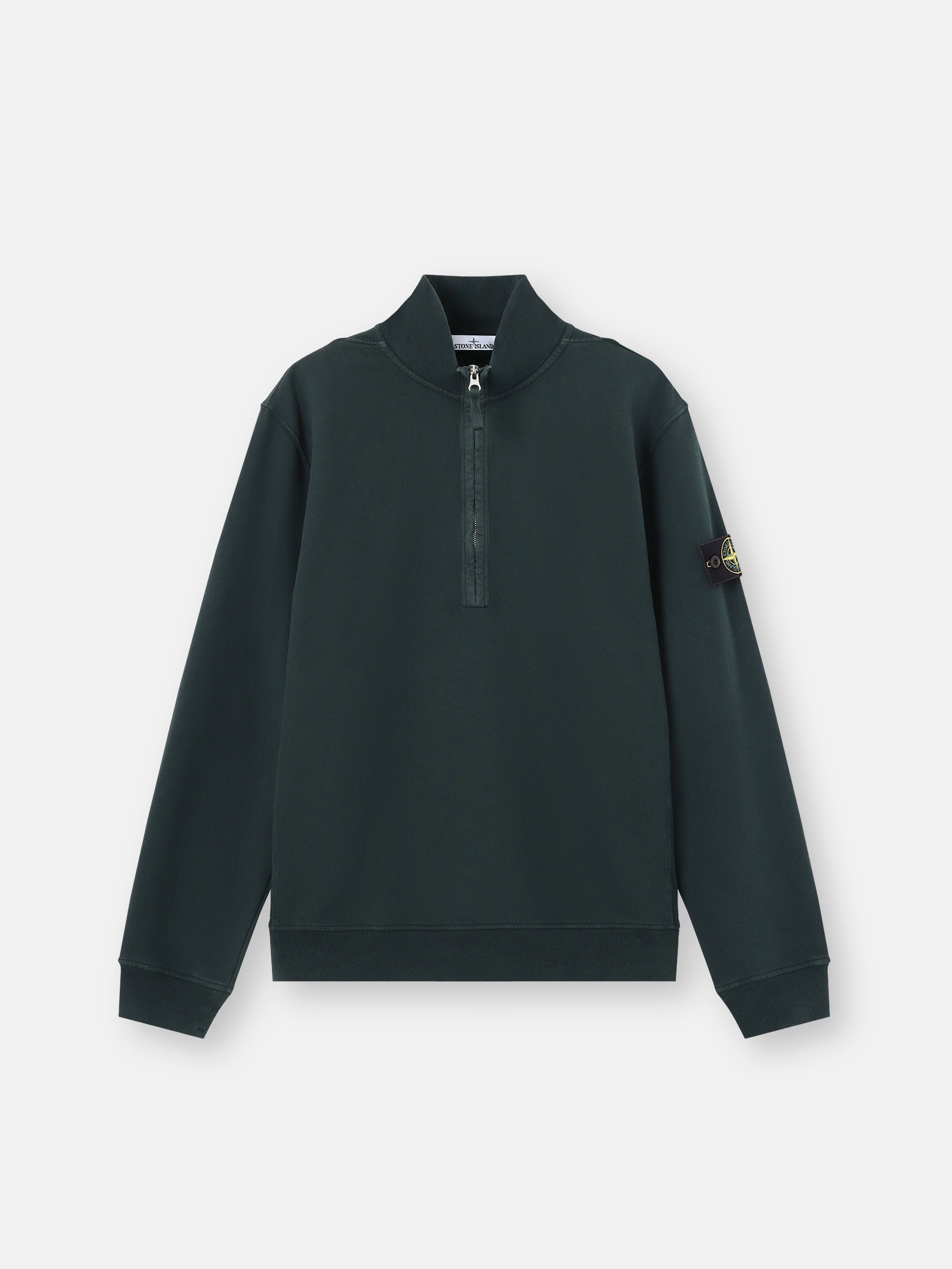 Dark Green Regular-fit half-zip sweatshirt with ribbed inserts