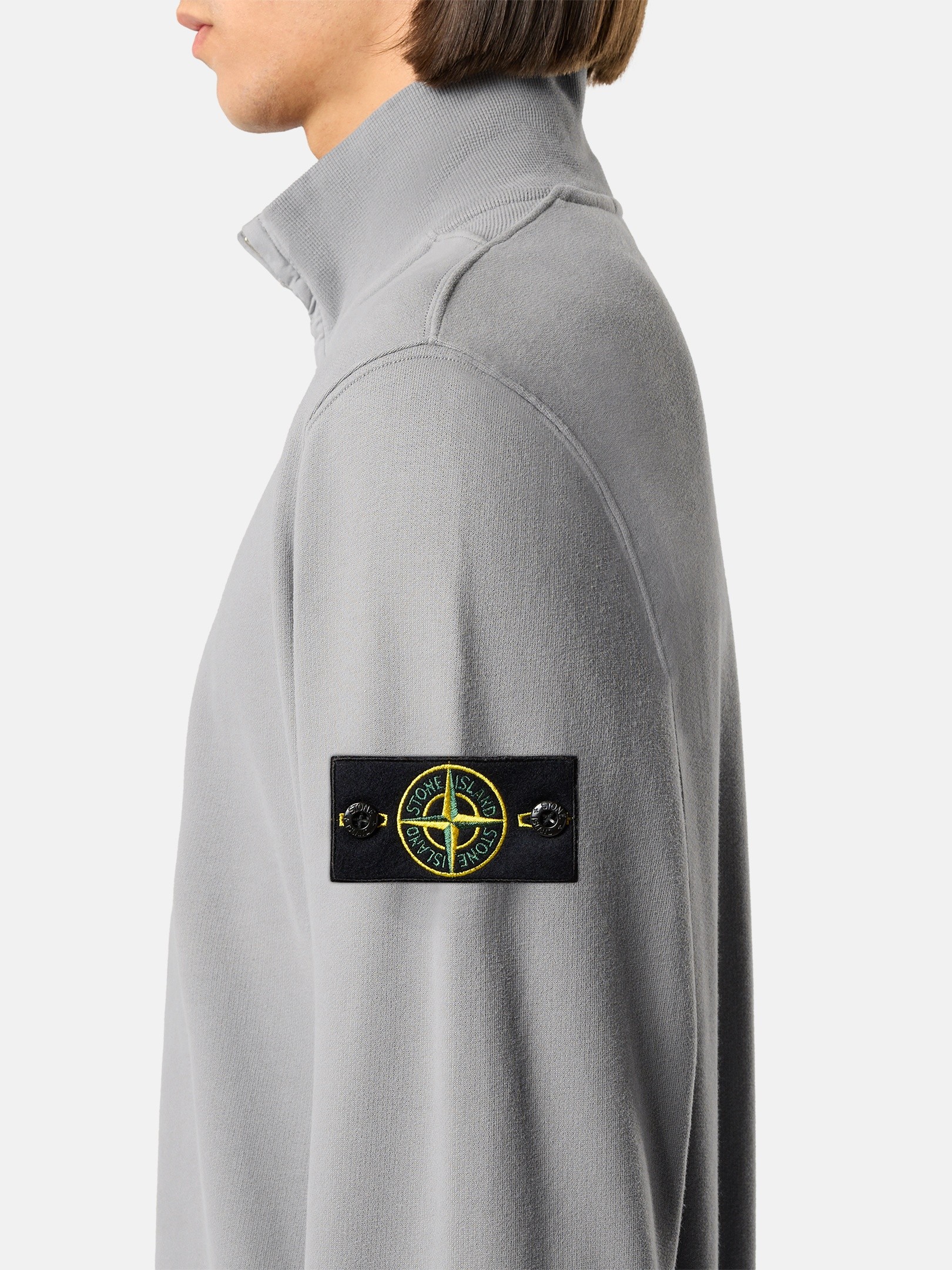 Grey Regular-fit half-zip sweatshirt with ribbed inserts 6100068