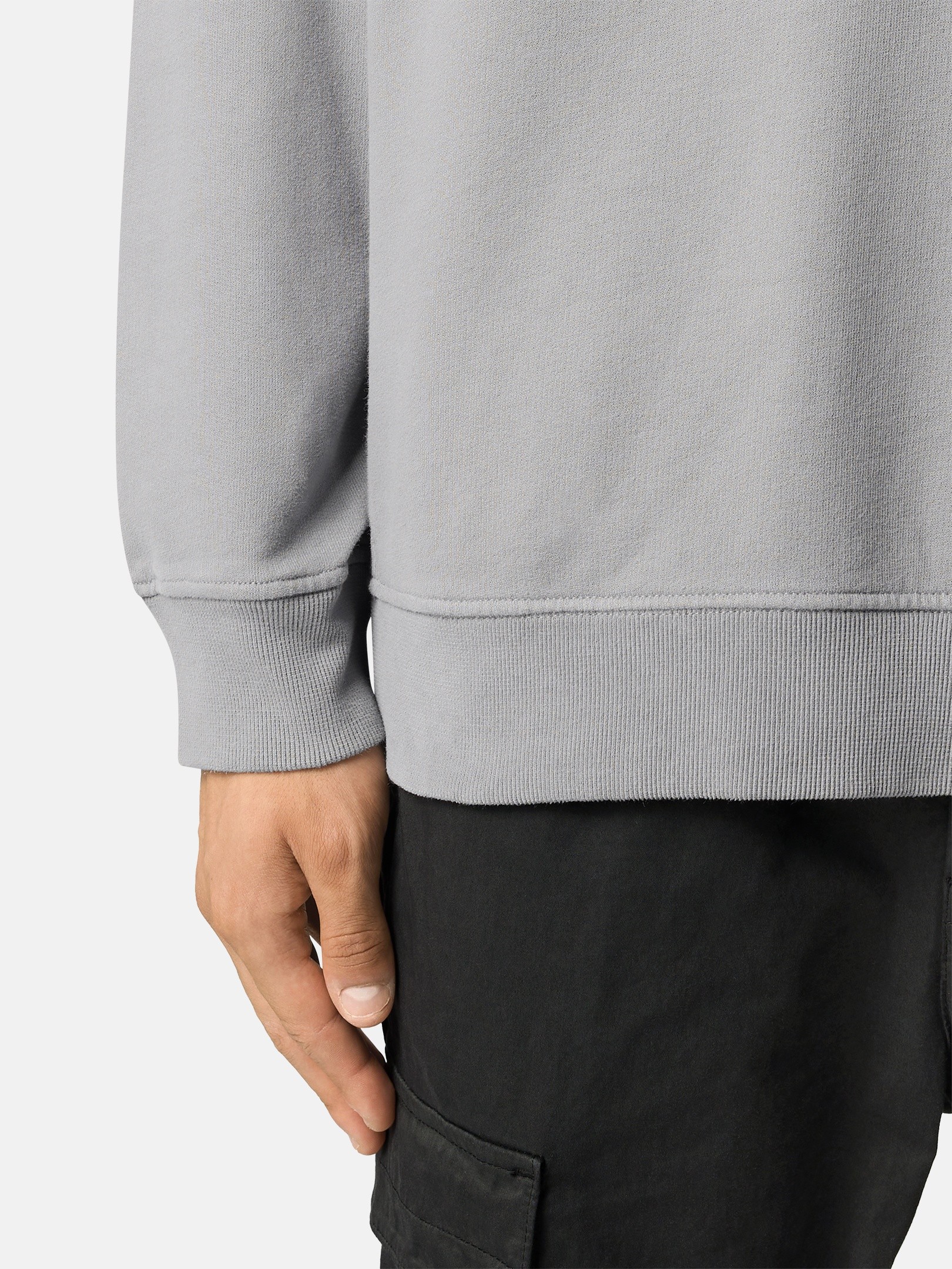 Grey Regular-fit half-zip sweatshirt with ribbed inserts 6100068