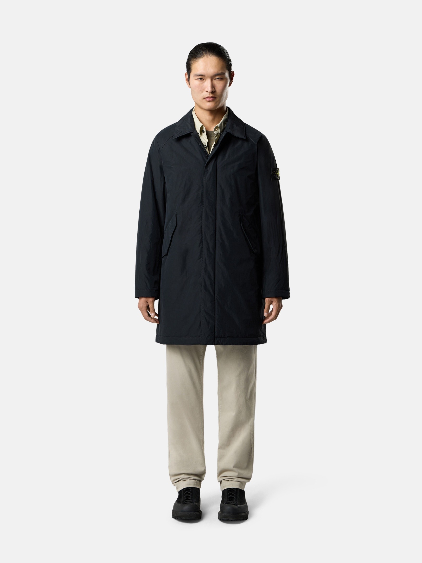 Black Padded long coat with anti-drop 7100002 MICRO REPS | Stone