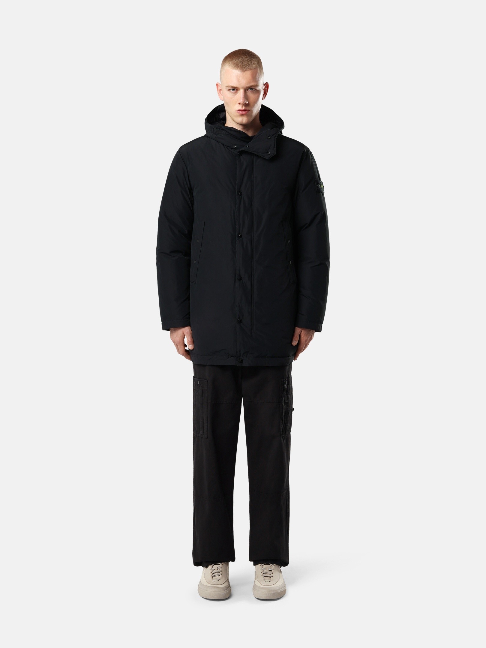 Black Long down parka with anti-drop 7100006 MICRO REPS | Stone