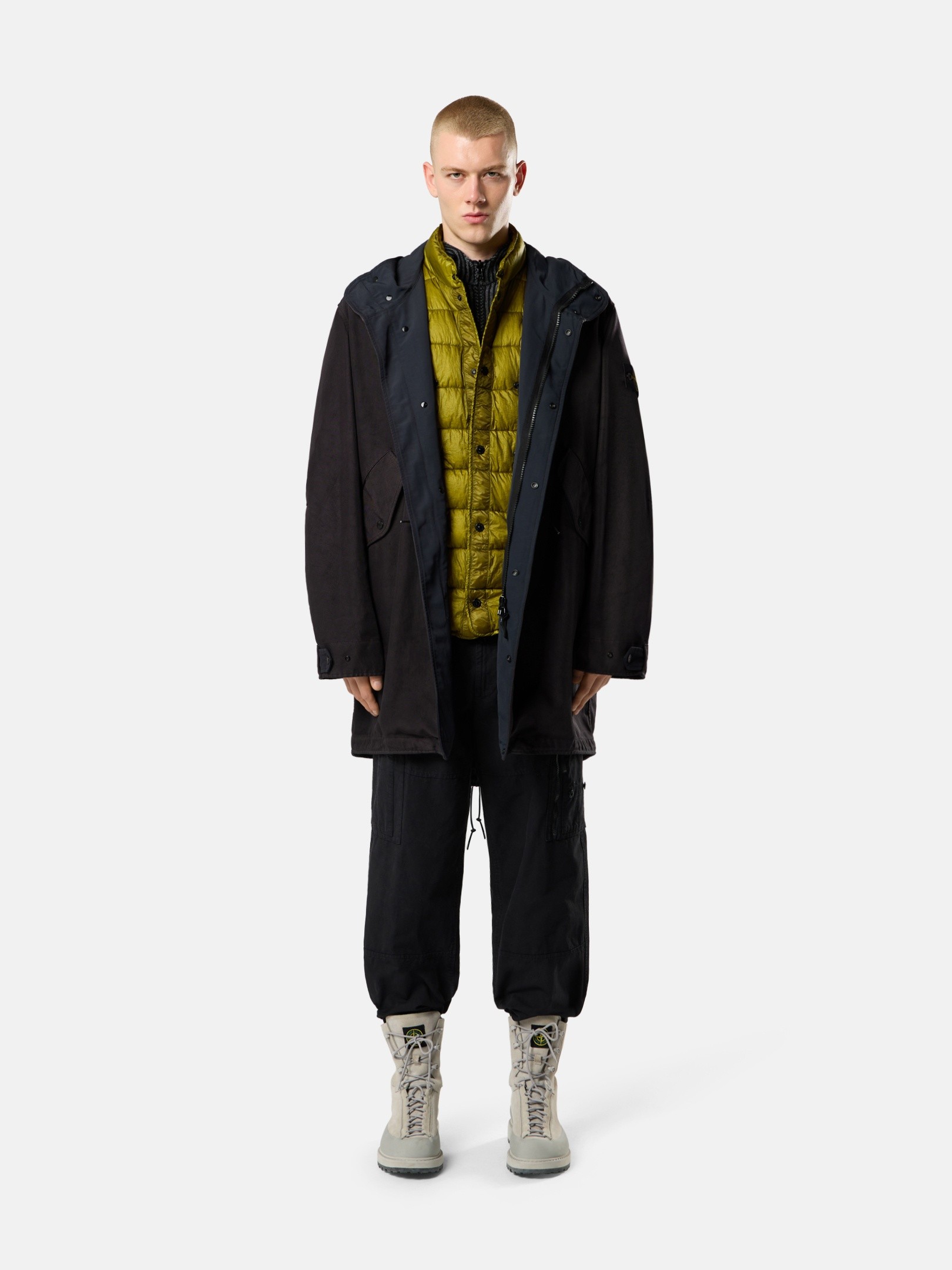 Lead Grey Fishtail parka with detachable down liner 7100013 DENSE