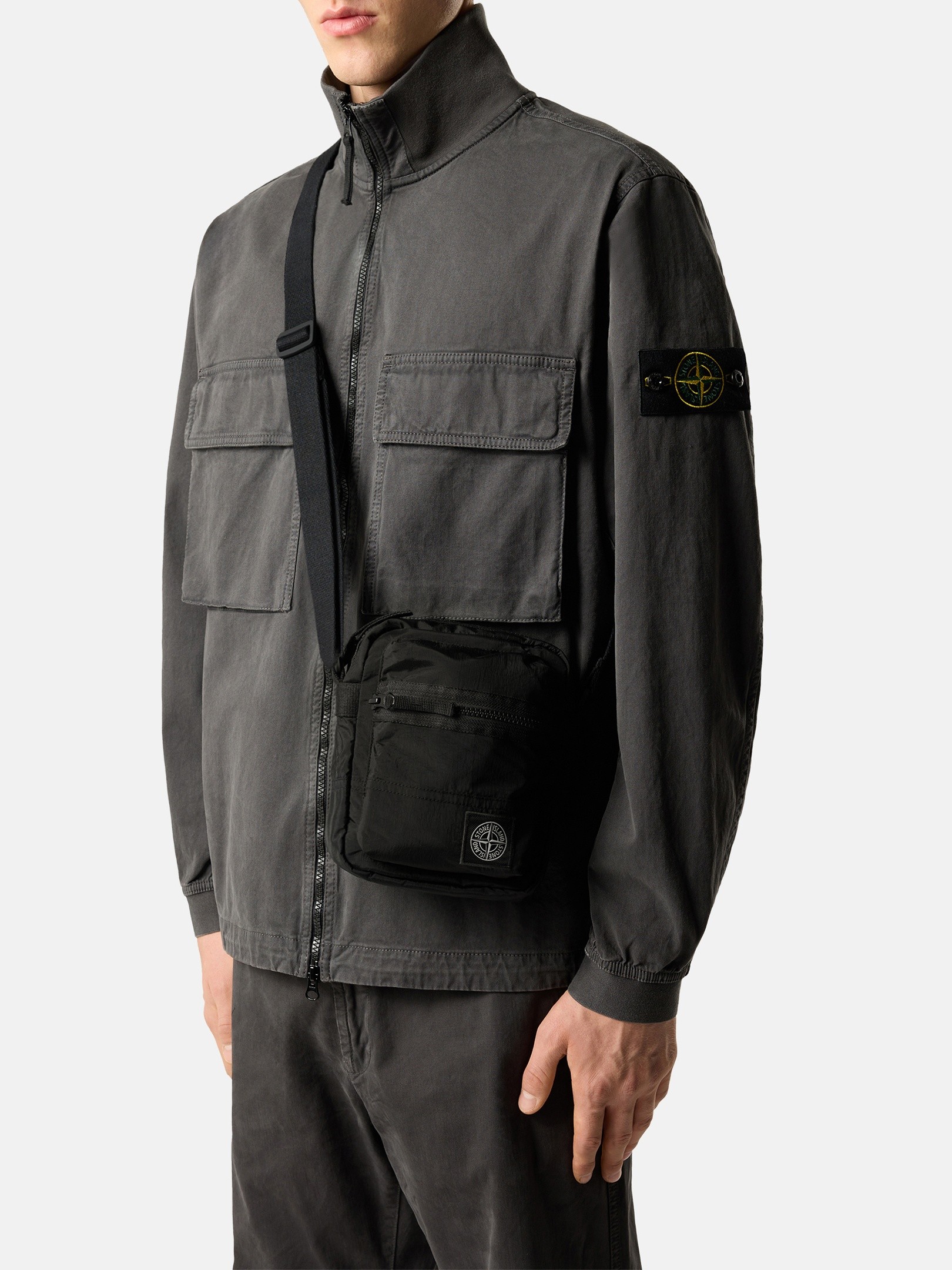 Black Crossbody bag with pockets an+G72+F:I 9200015 COATED NYLON