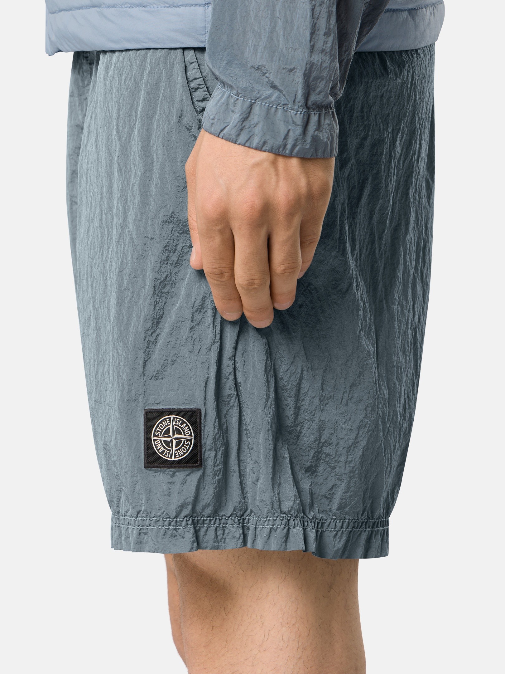 Ash Gray Regular-fit mid-length swim shorts with pockets B100004