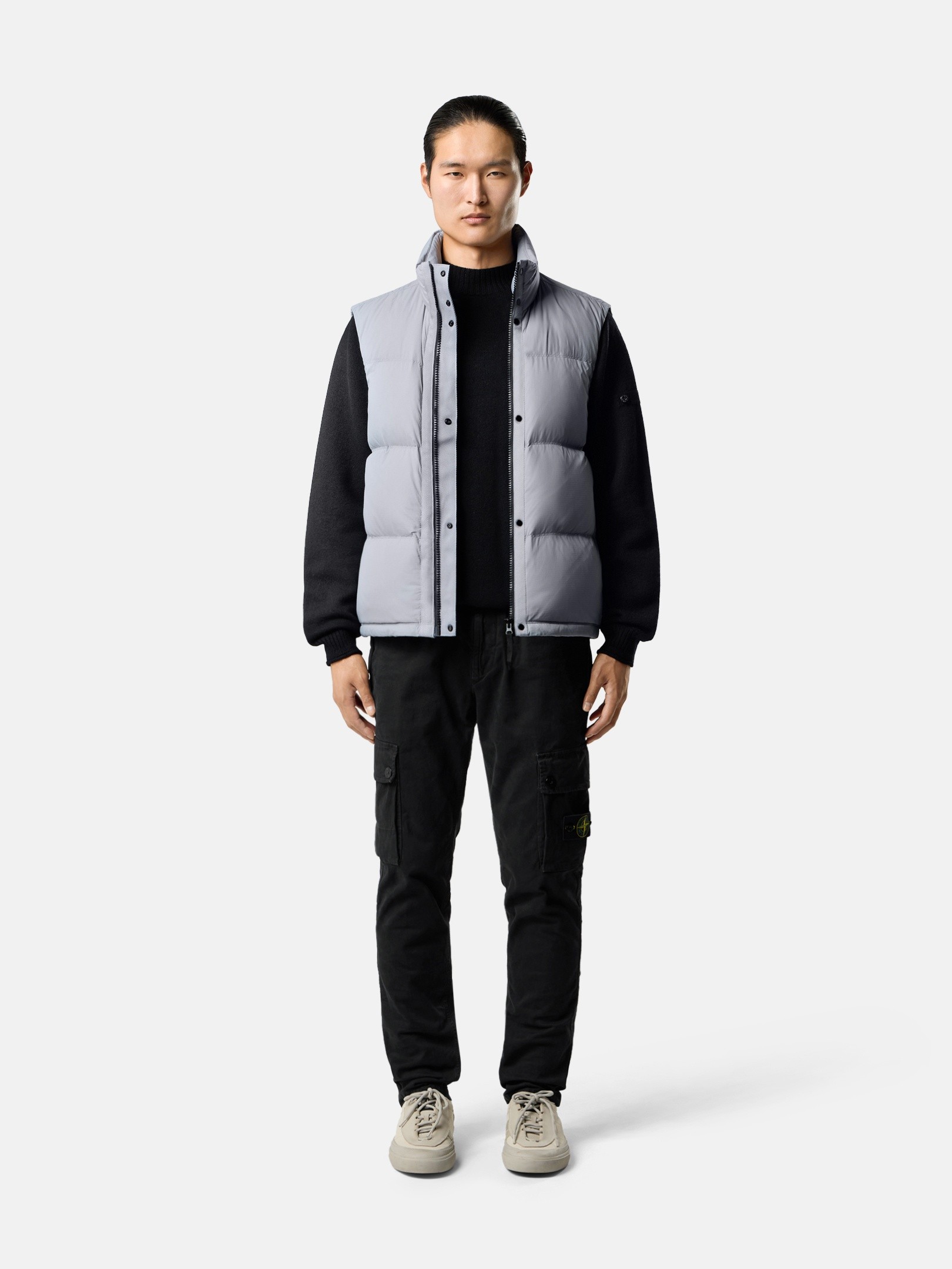 Ash Gray Lightweight down vest with zip pockets G100004 MATT