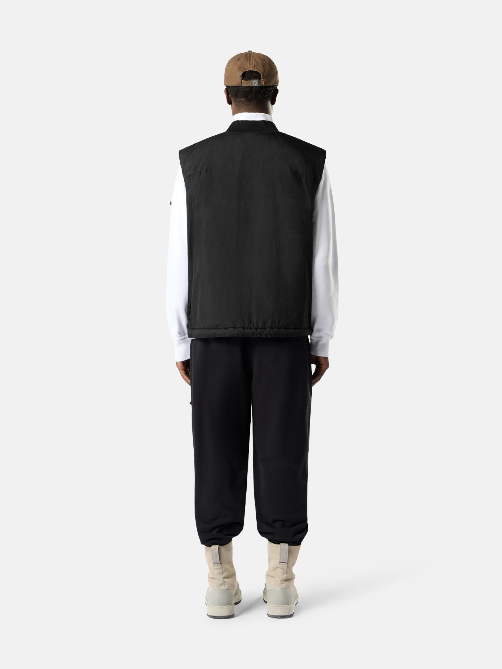 Black Wind-resistant padded vest with anti-drop G100006 CRINKLE
