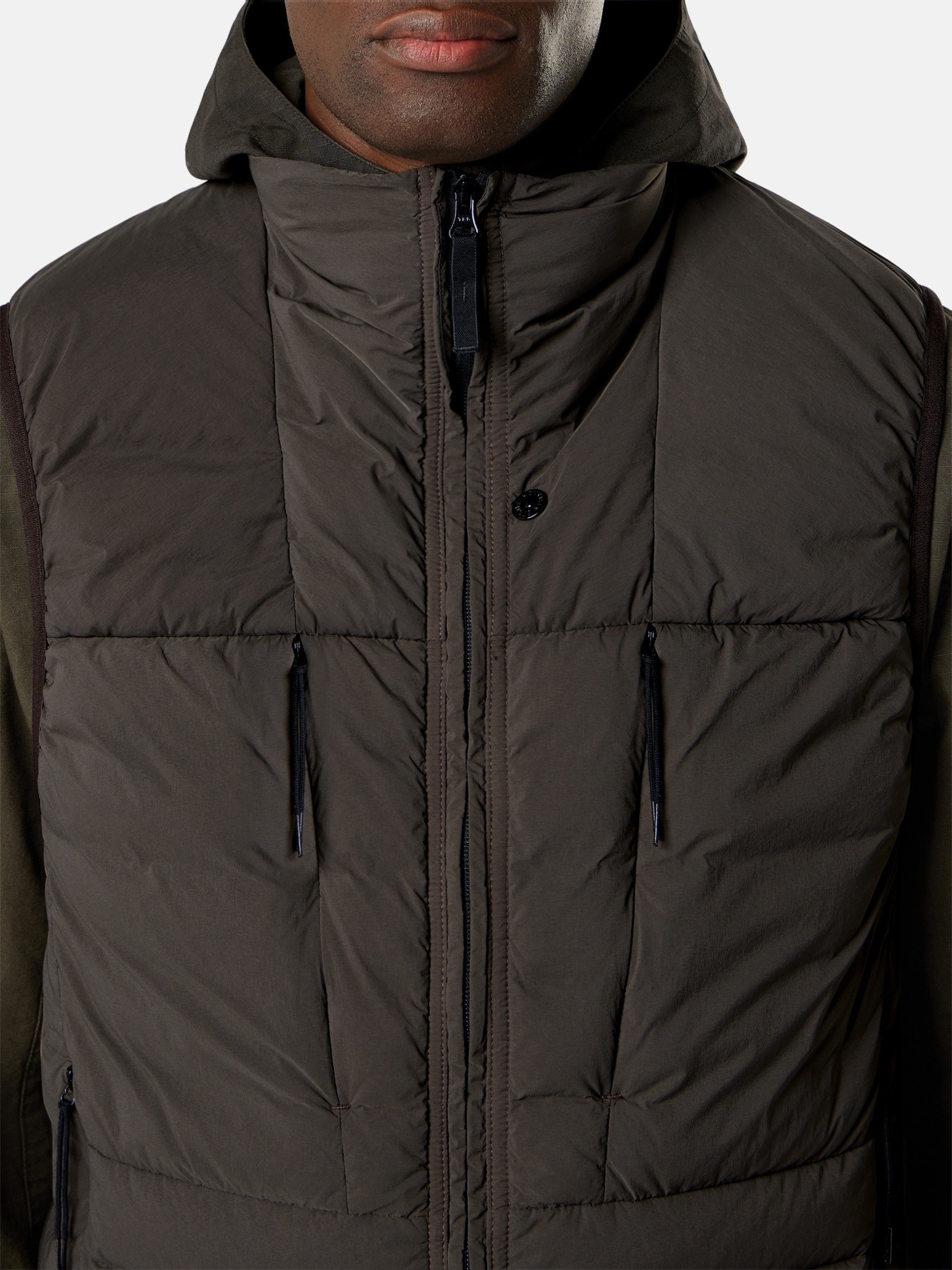 Coal Grey Down vest with anti-drop finish G100011 SEAMLESS TUNNEL