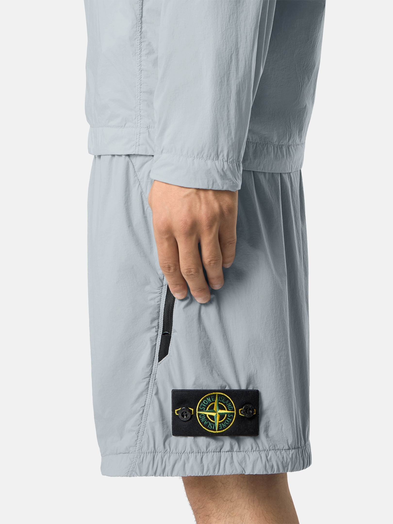 Ash Gray Loose-wide-leg-fit jogger shorts with zip pockets L100004