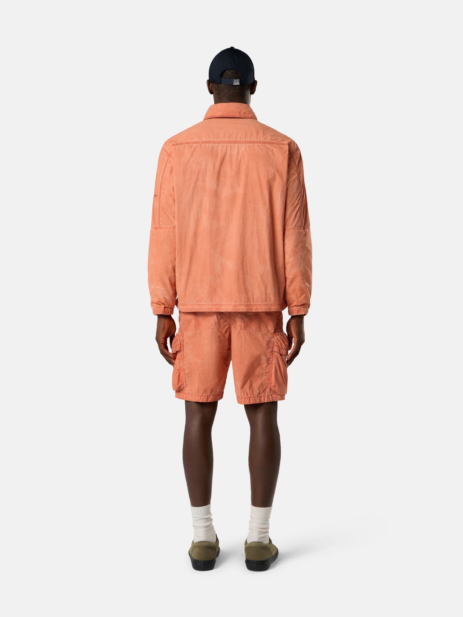 Burnt Orange Loose-wide-leg-fit Bermuda shorts with iridescent