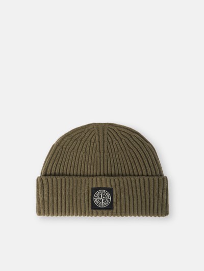 Military Green Ribbed knit beanie with Compass logo patch N100002