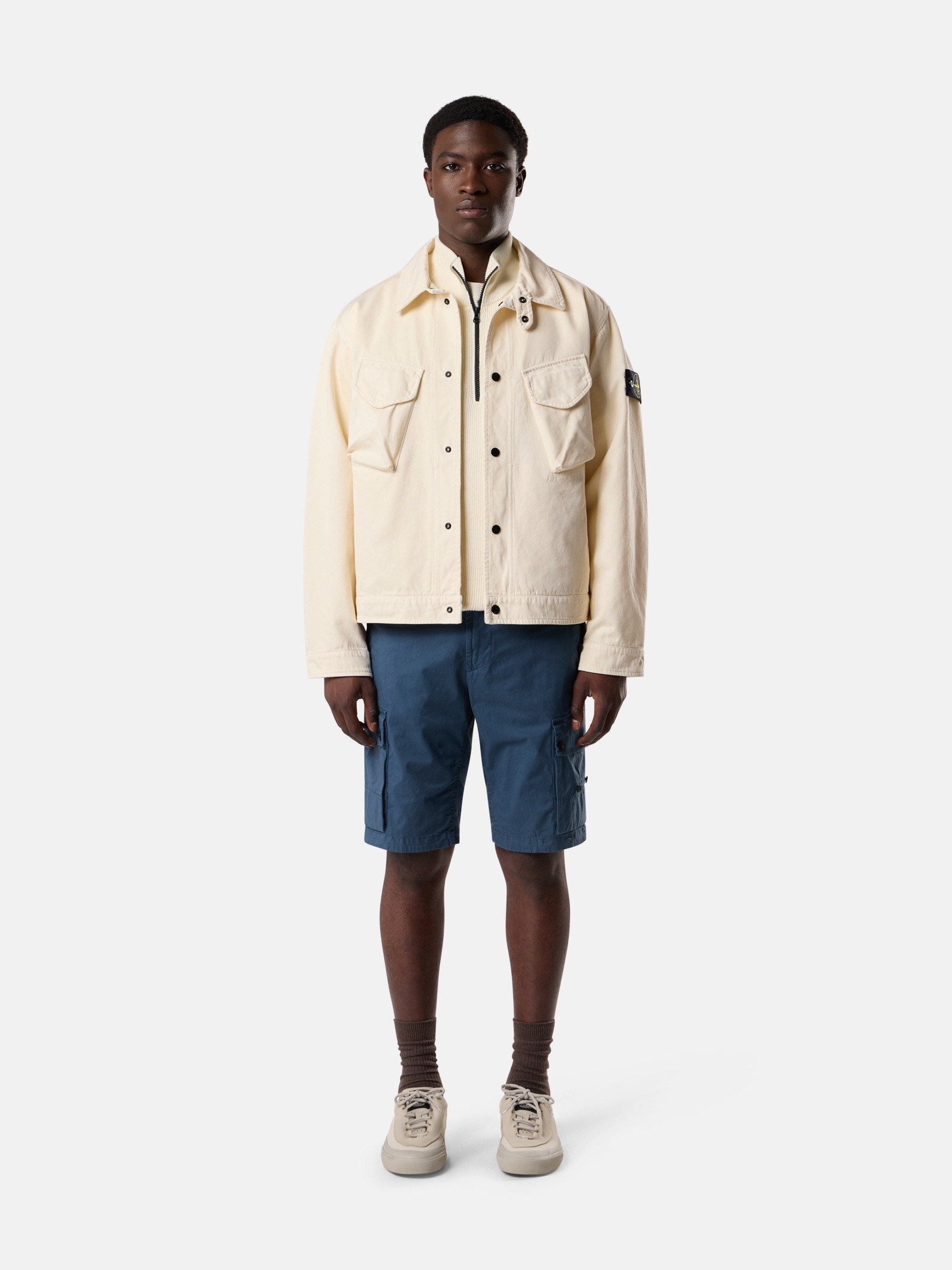 Ivory Coach jacket with anti-drop finish Q100003 DENSE COTTON