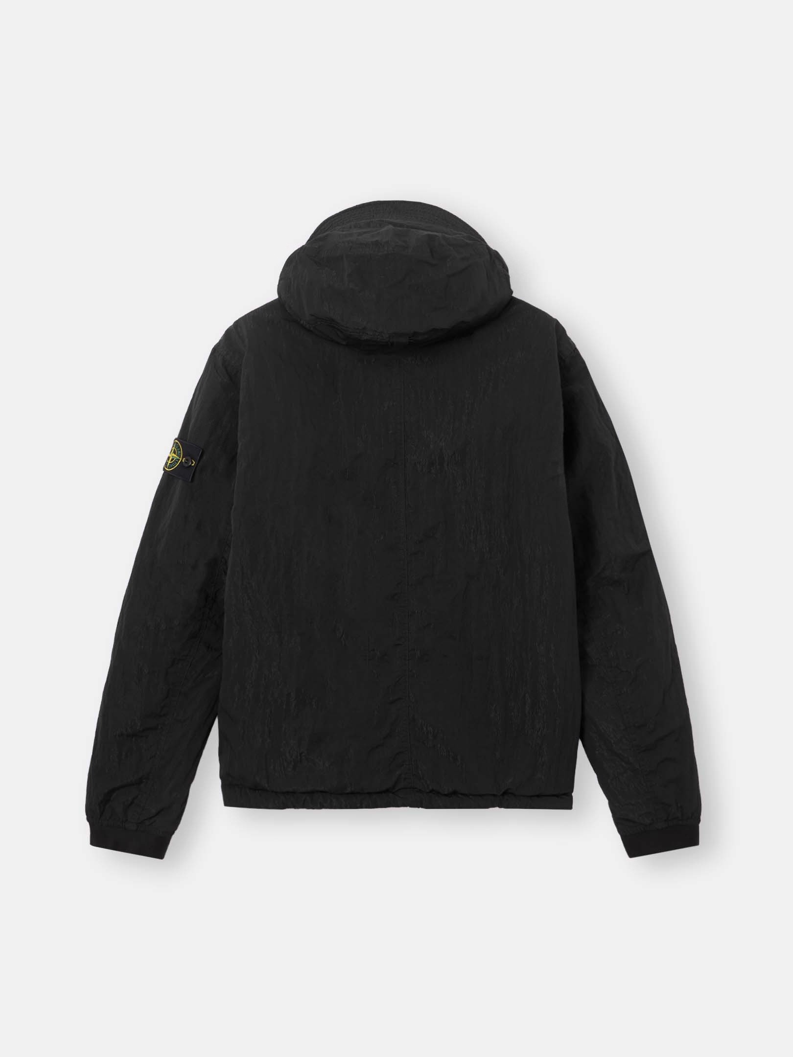 Black Padded hooded jacket with anti-drop finish Q100007 WARP RIB