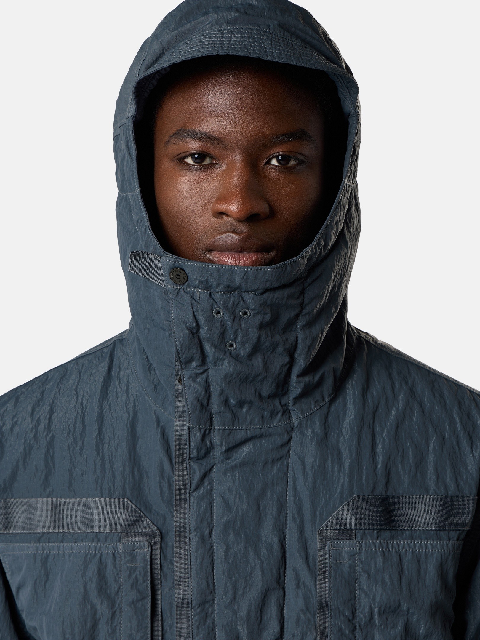 Slate Blue Padded hooded jacket with anti-drop finish Q100007 WARP