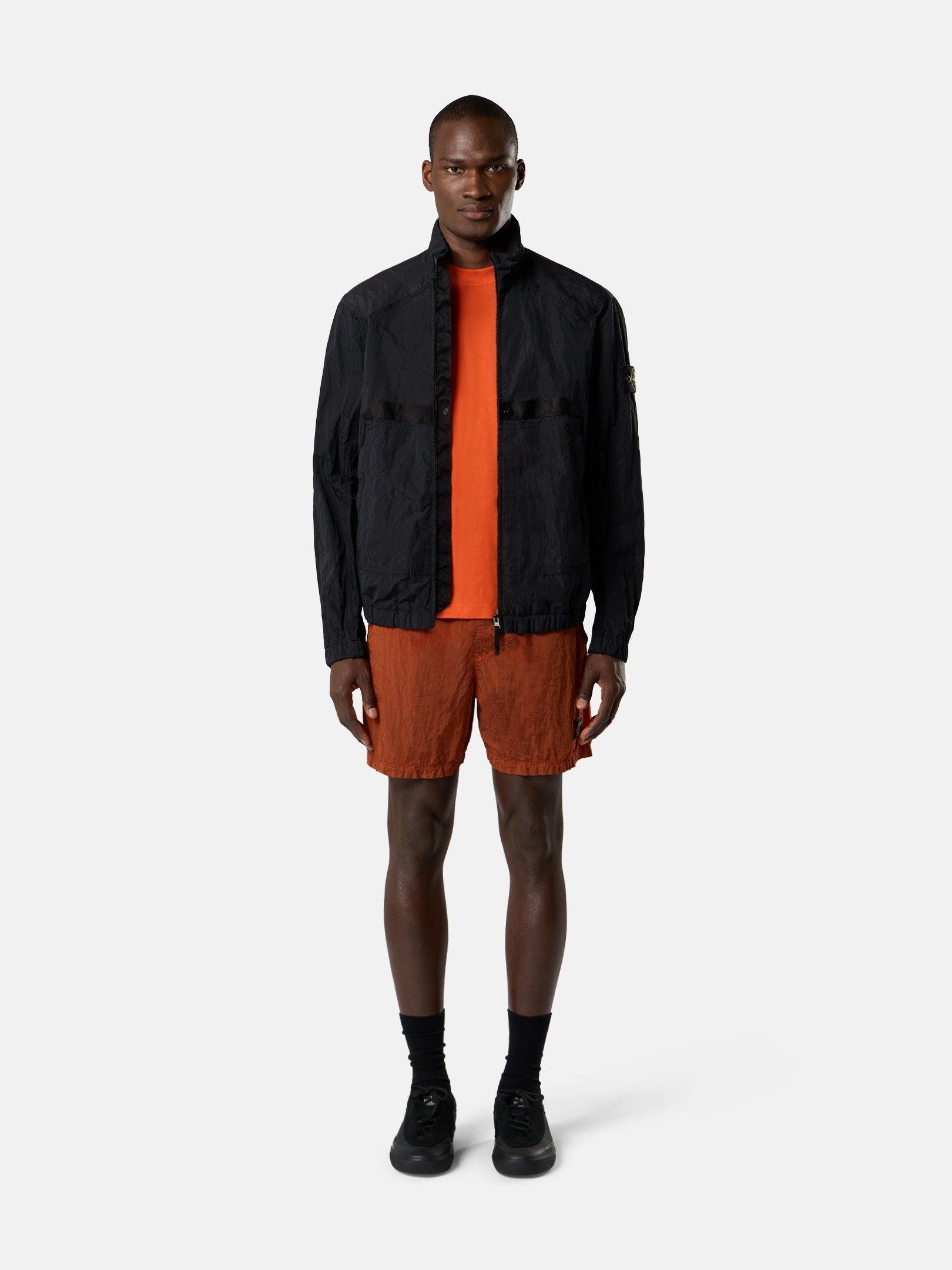 Black Stand collar jacket with anti-drop finish Q100009 WARP RIB
