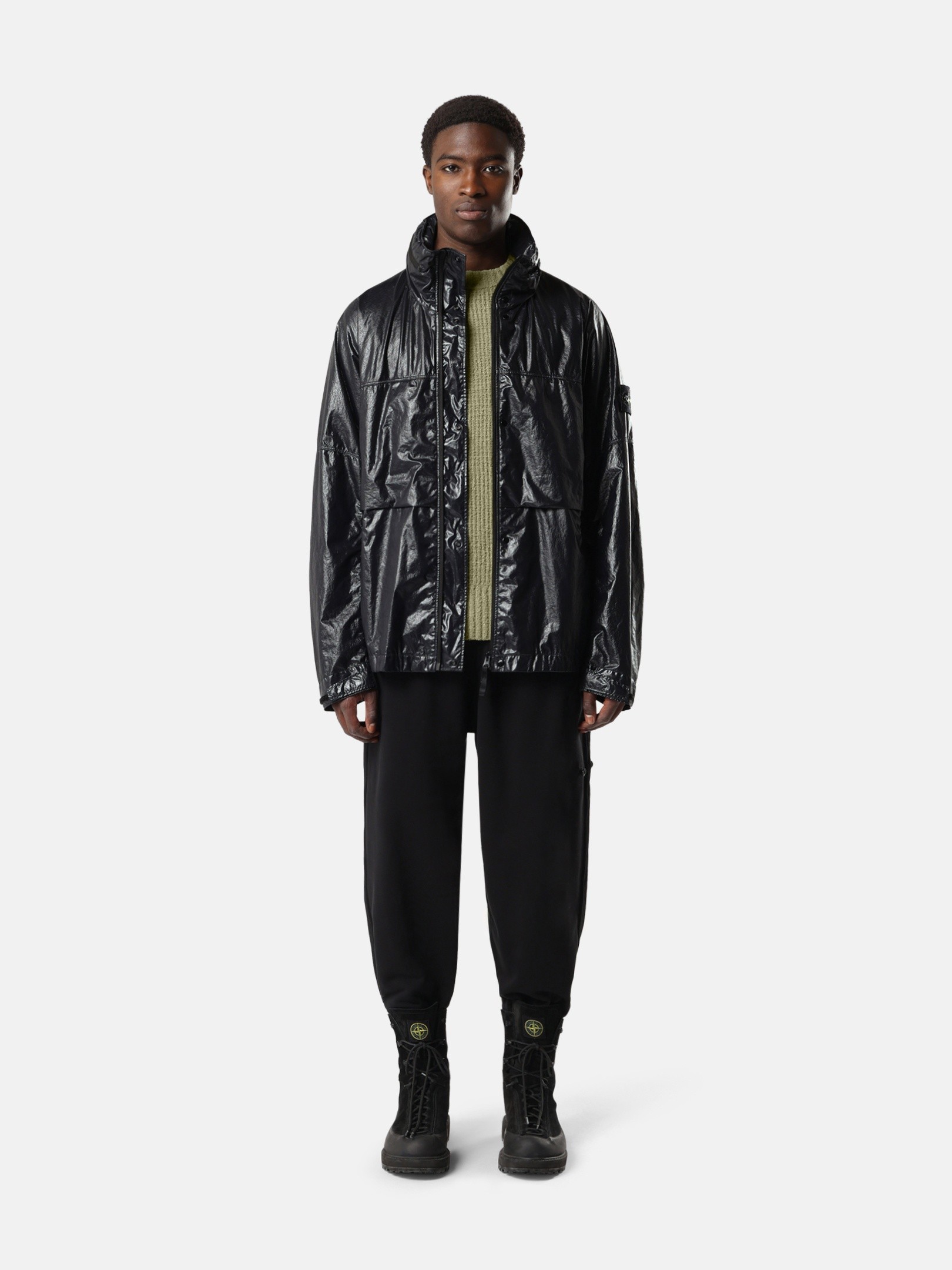 Black Hooded jacket with water-resistant membrane Q100019 LIGHT