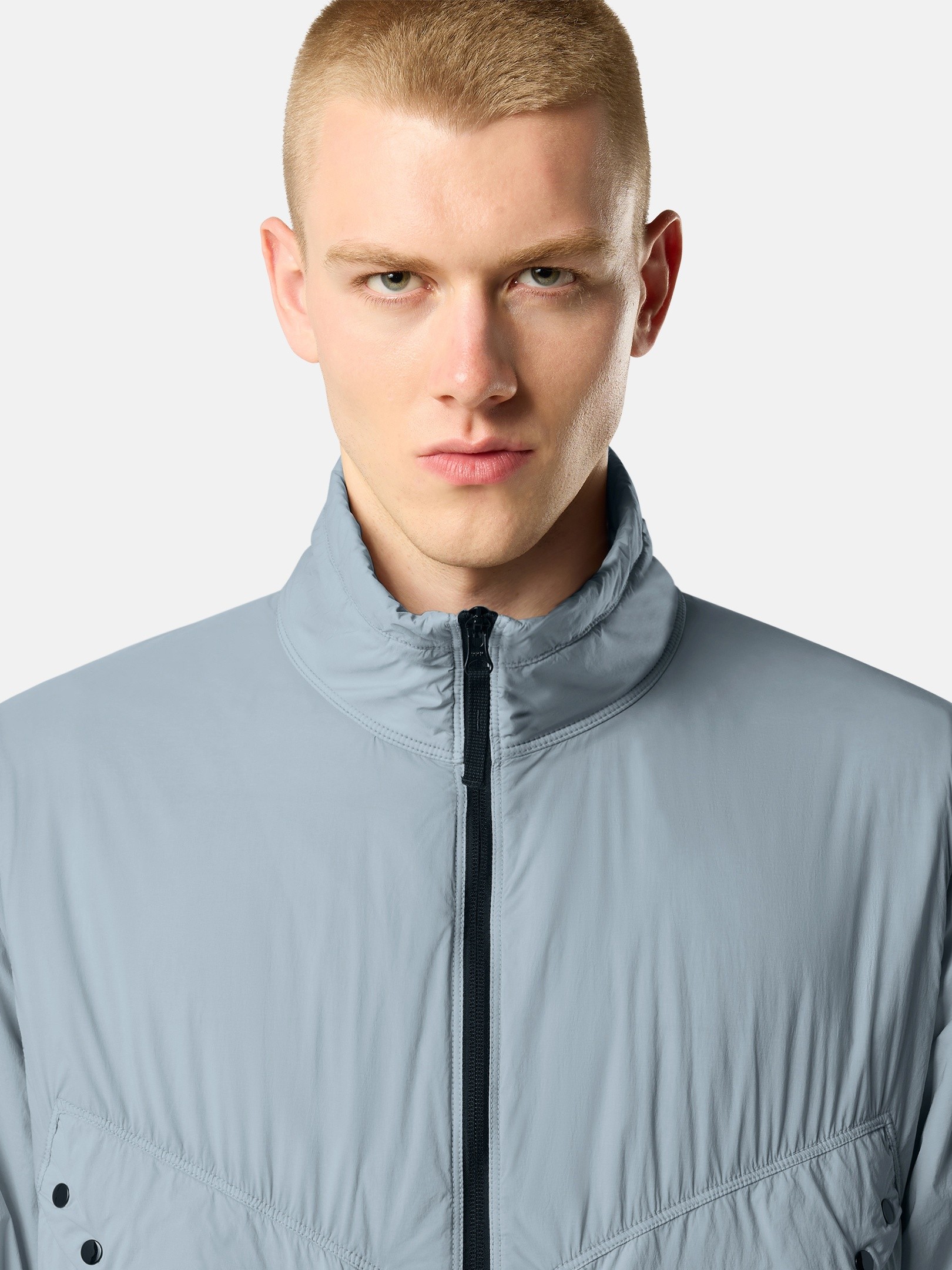 Ash Grey Padded stand collar jacket with anti-drop Q100021