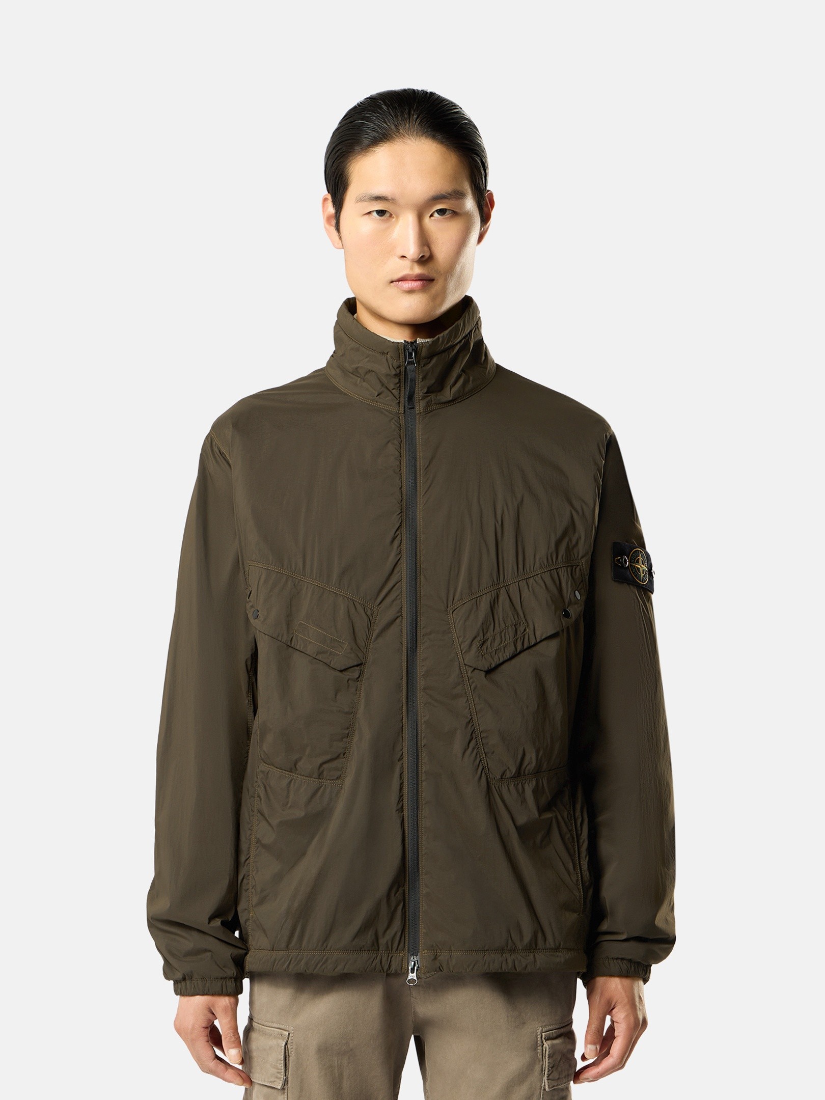 Coal Gray Padded stand collar jacket with anti-drop Q100021
