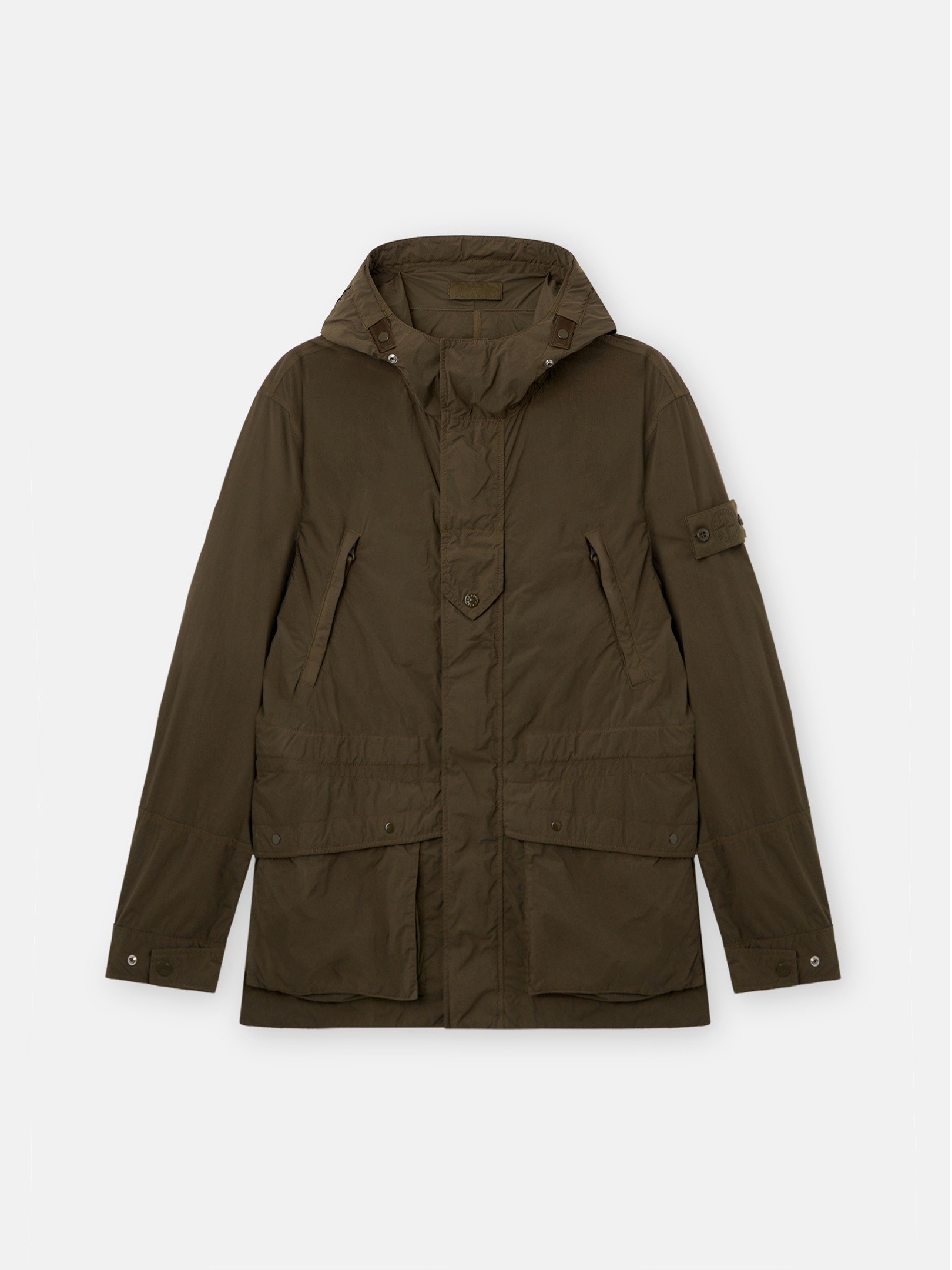 Military Green Short parka with anti-drop finish Q100024 NYLON