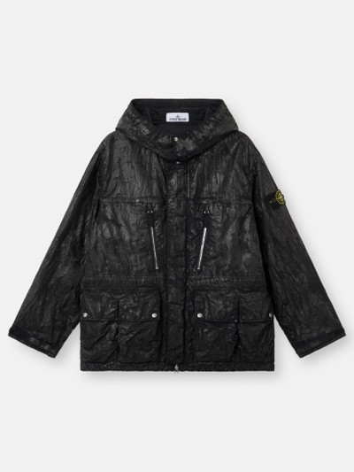 Black Hooded jacket with multiple pockets Q100027 SLICK NYLON TELA